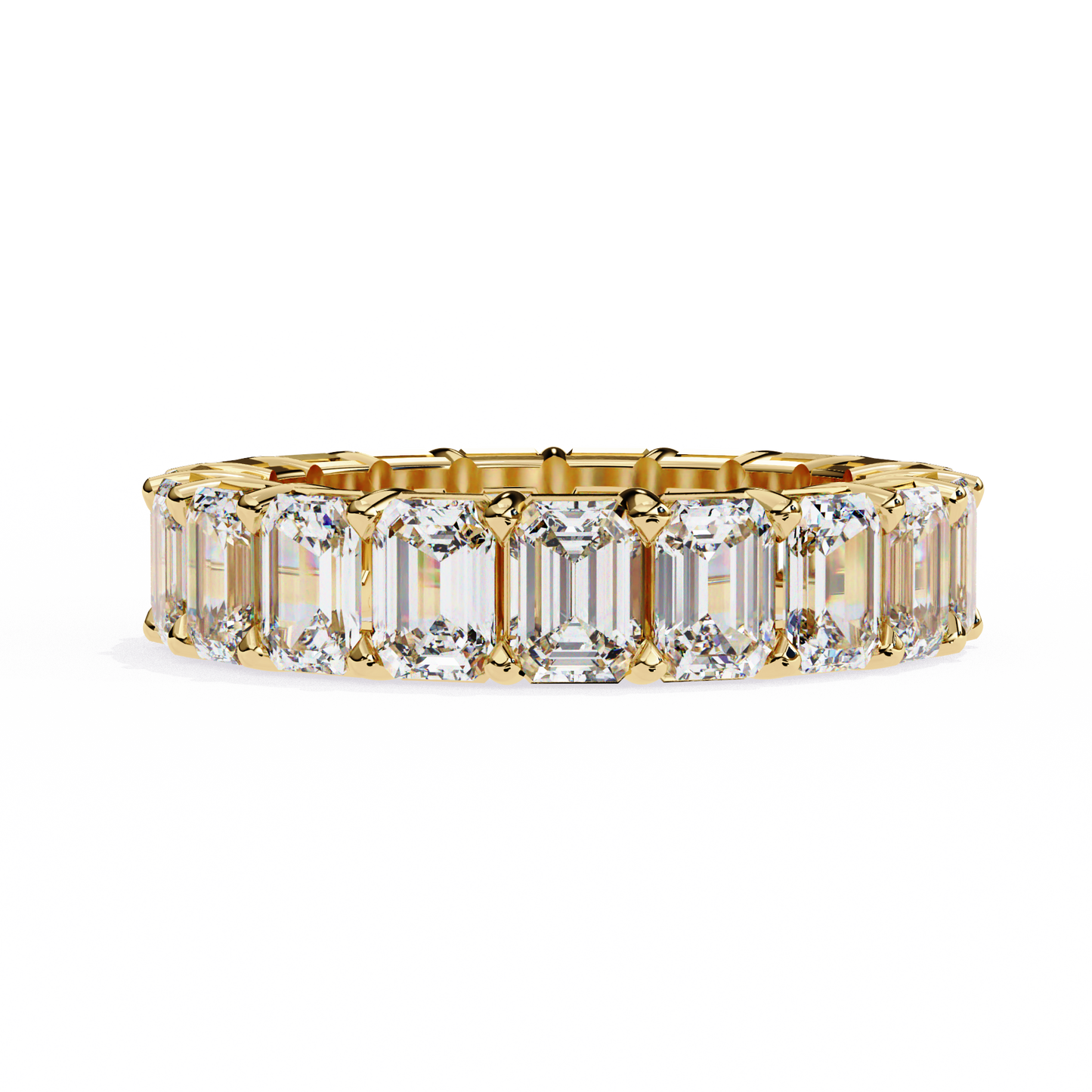 Emerald Cut Lab Diamond Band Ring – 10K/14K/18K Gold – Minimalist Stackable Ring