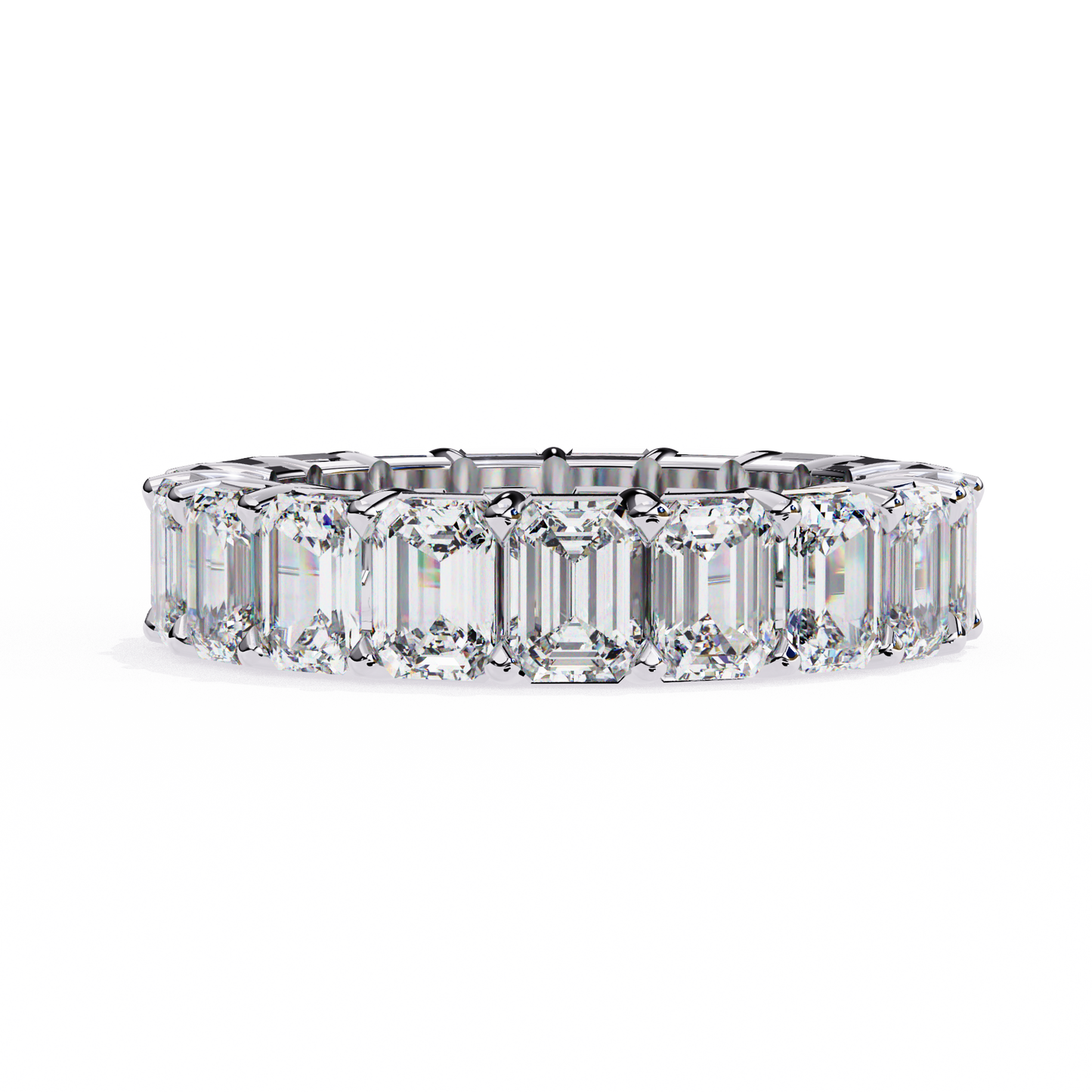 Emerald Cut Lab Diamond Band Ring – 10K/14K/18K Gold – Minimalist Stackable Ring