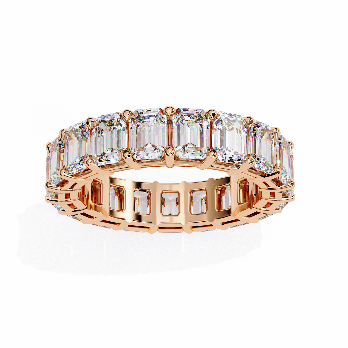 Emerald Cut Lab Diamond Band Ring – 10K/14K/18K Gold – Minimalist Stackable Ring