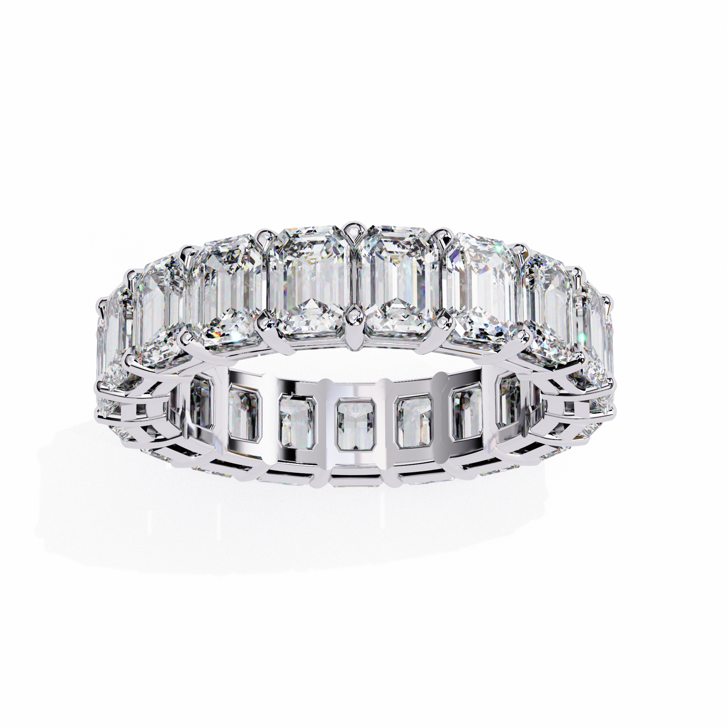 Emerald Cut Lab Diamond Band Ring – 10K/14K/18K Gold – Minimalist Stackable Ring