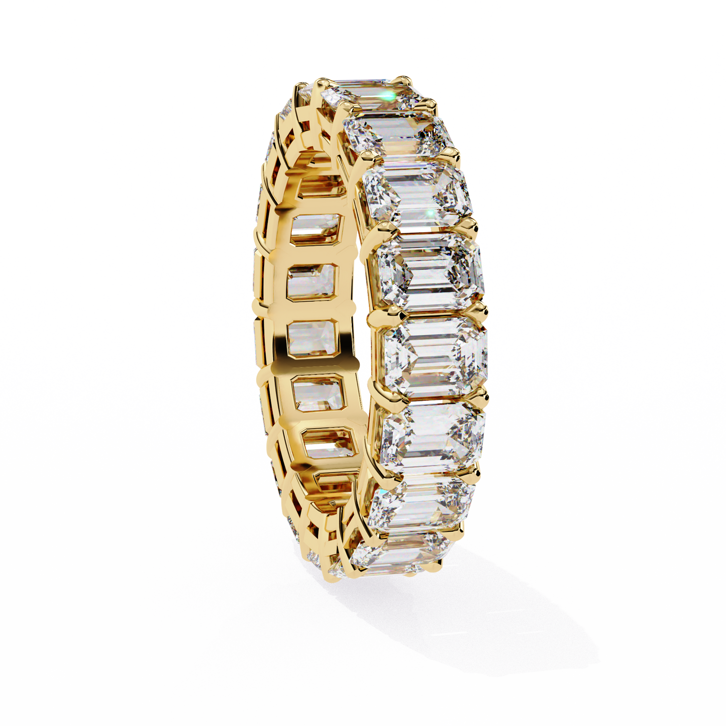 Emerald Cut Lab Diamond Band Ring – 10K/14K/18K Gold – Minimalist Stackable Ring