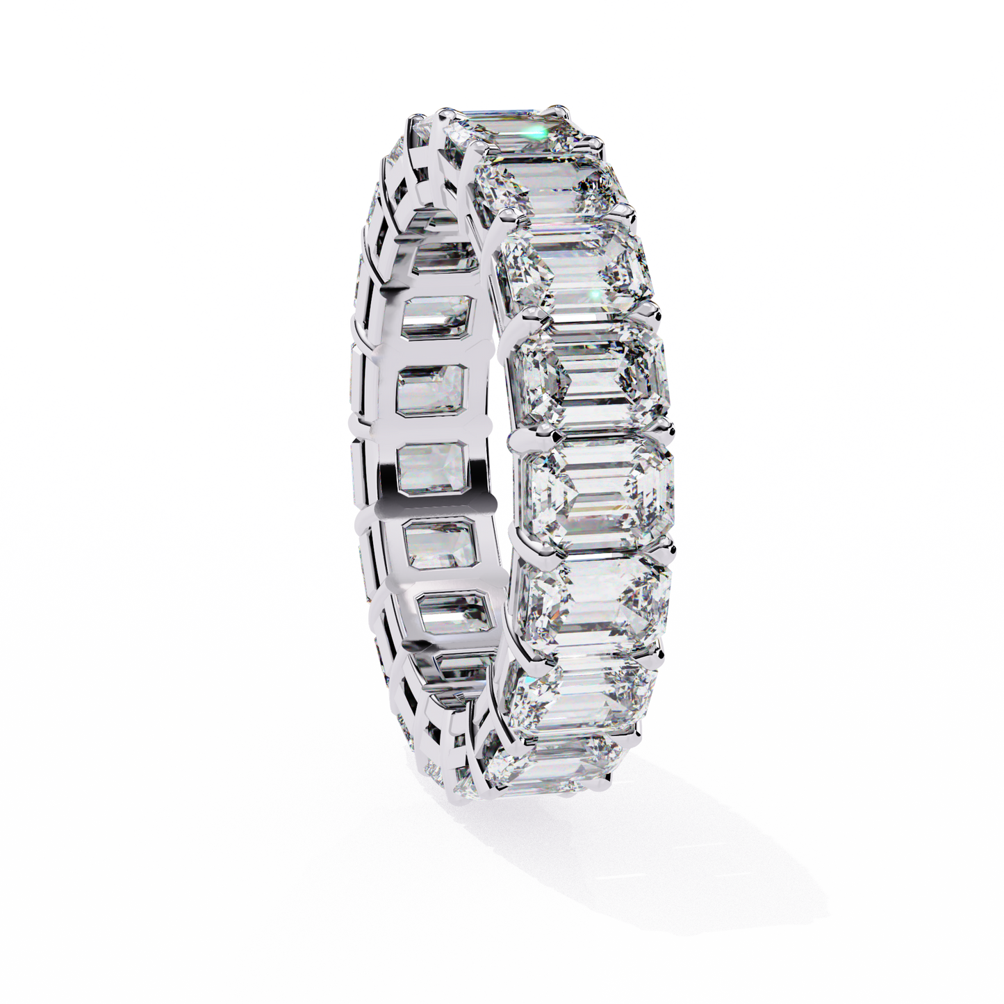 Emerald Cut Lab Diamond Band Ring – 10K/14K/18K Gold – Minimalist Stackable Ring