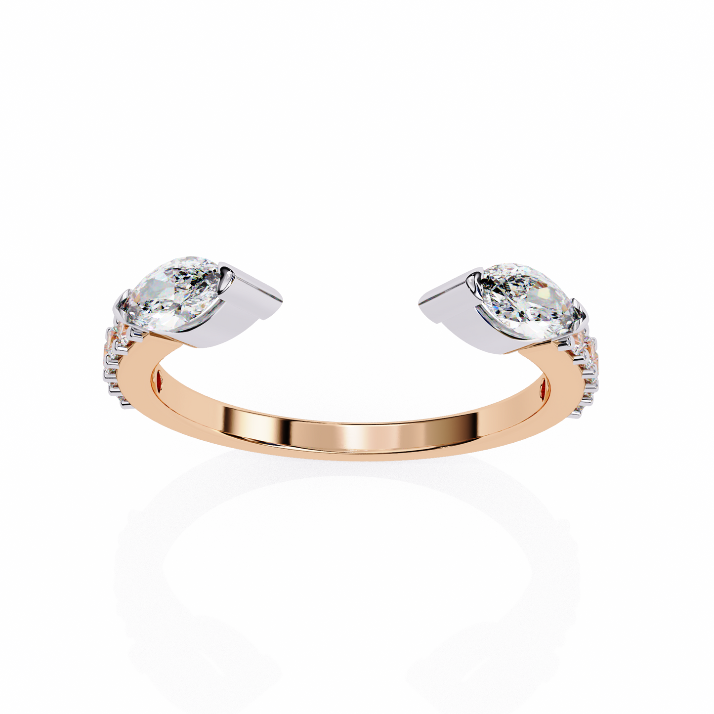 Marquise & Round Lab Diamond Dual Shape Band – 10K 14K 18K Solid Gold – Modern Mixed Cut Ring