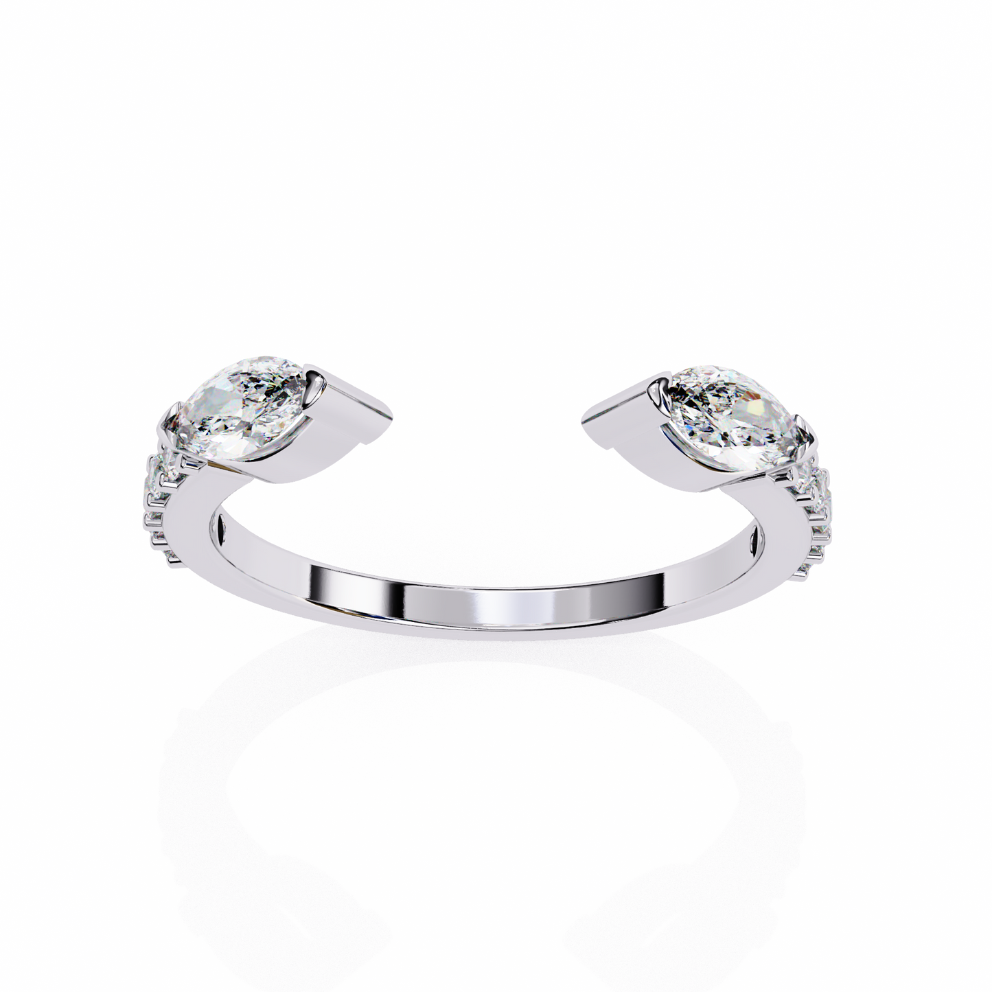 Marquise & Round Lab Diamond Dual Shape Band – 10K 14K 18K Solid Gold – Modern Mixed Cut Ring