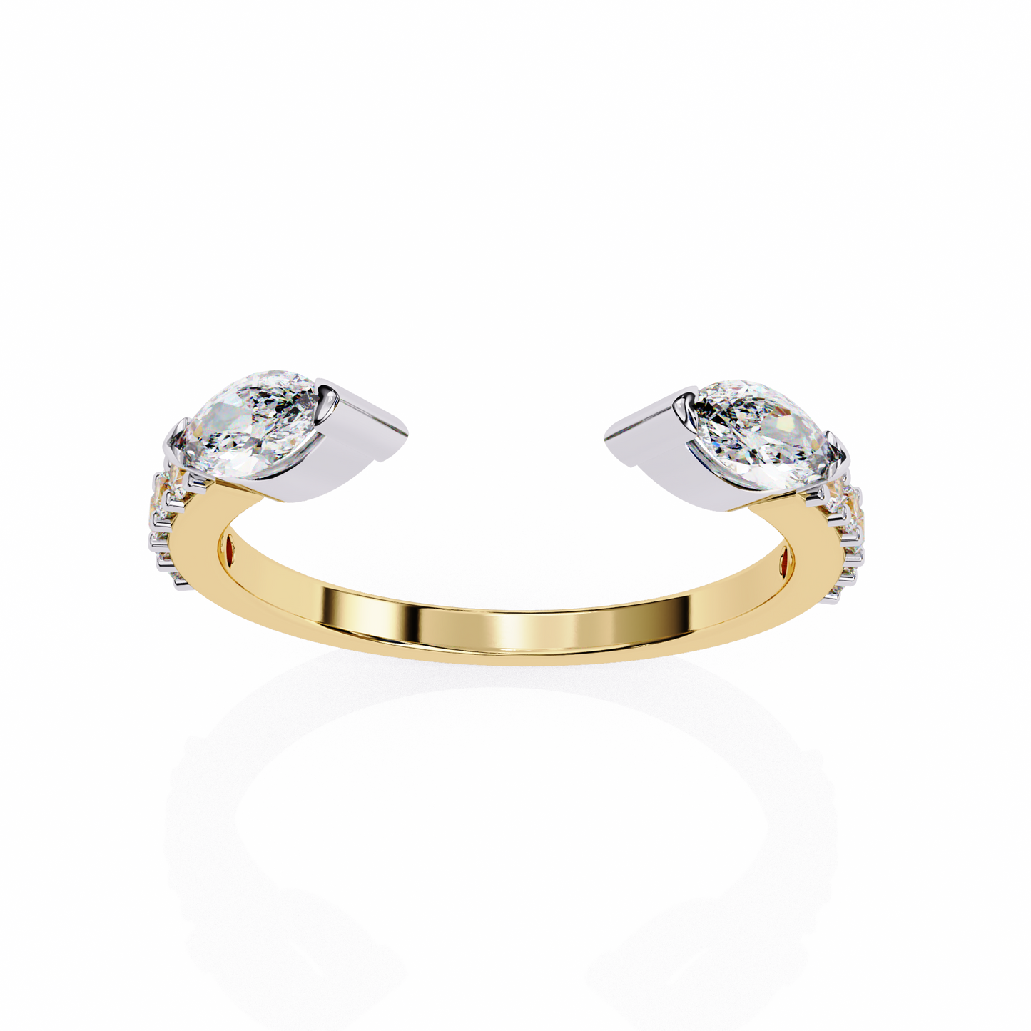 Marquise & Round Lab Diamond Dual Shape Band – 10K 14K 18K Solid Gold – Modern Mixed Cut Ring