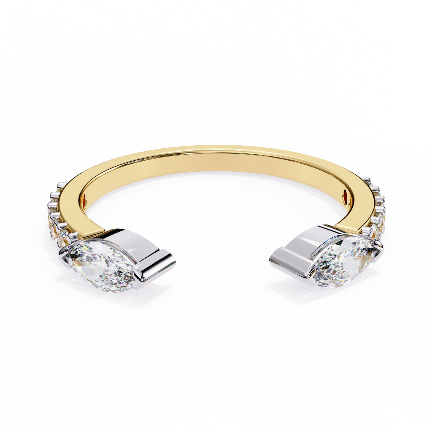 Marquise & Round Lab Diamond Dual Shape Band – 10K 14K 18K Solid Gold – Modern Mixed Cut Ring