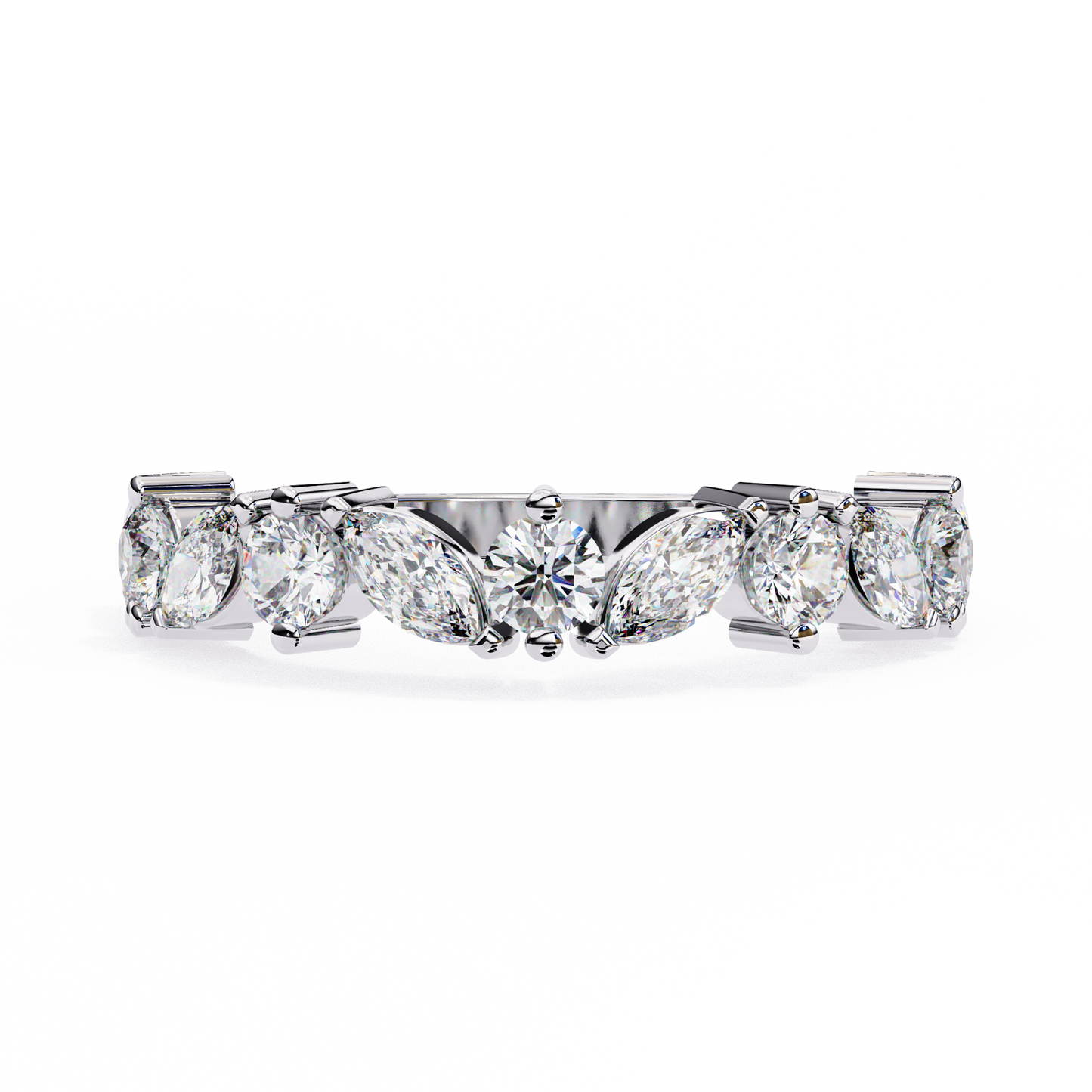 Marquise & Round Lab Diamond Duo Band – Elegant Two Shape Ring – 10K 14K 18K Solid Gold