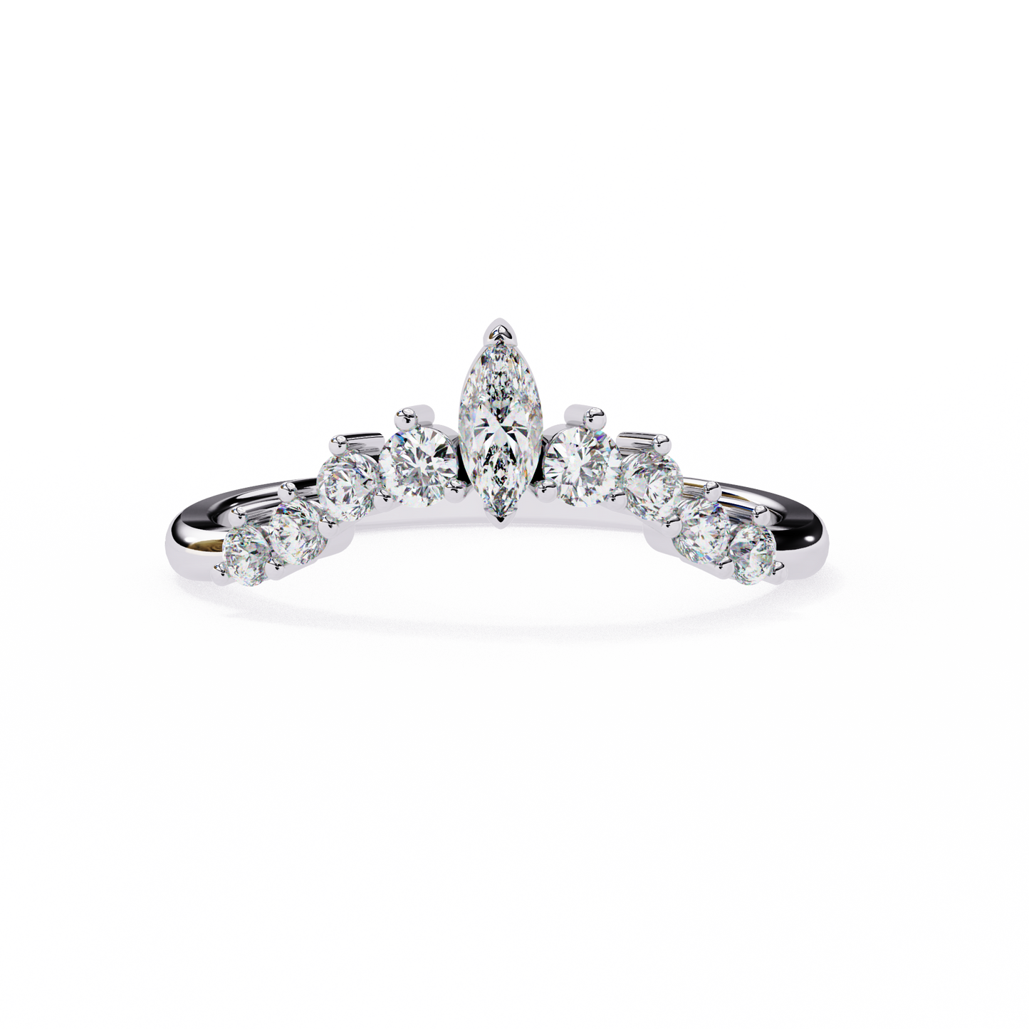 Marquise & Round Lab Diamond Cluster Band – Modern Mixed Shape Ring – 10K 14K 18K Solid Gold