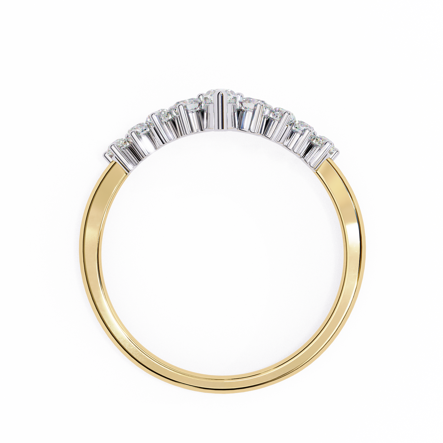 Marquise & Round Lab Diamond Cluster Band – Modern Mixed Shape Ring – 10K 14K 18K Solid Gold