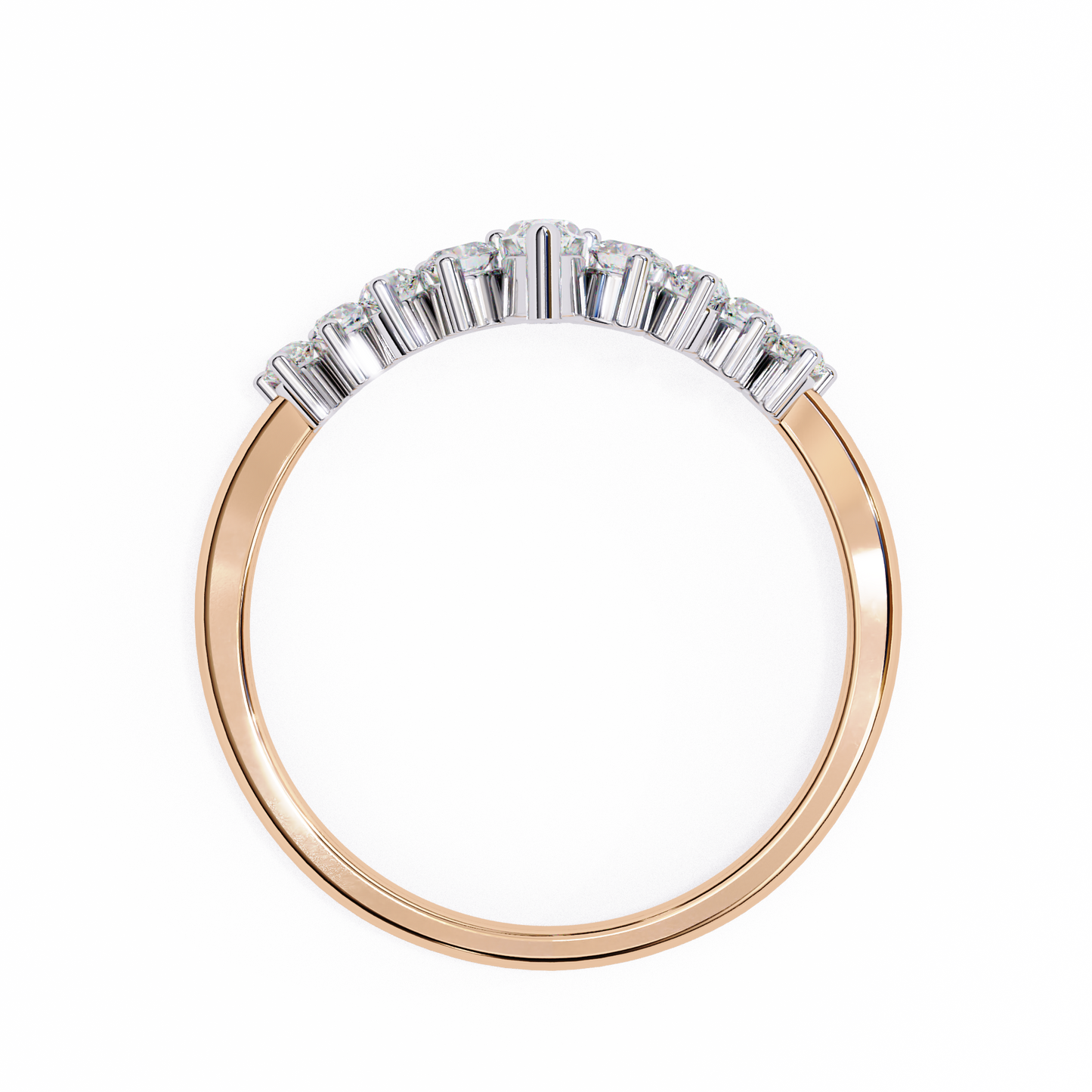 Marquise & Round Lab Diamond Cluster Band – Modern Mixed Shape Ring – 10K 14K 18K Solid Gold