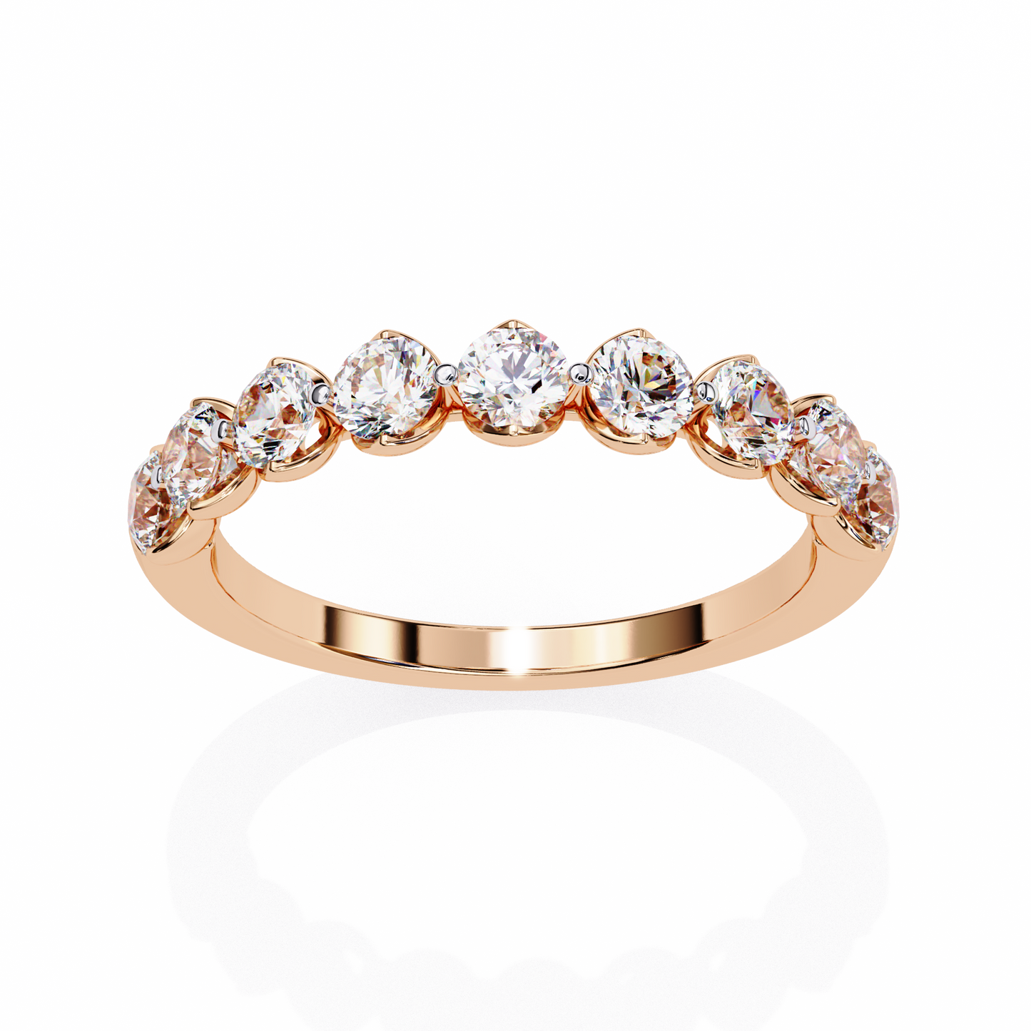 Petite Round Lab Diamond Eleven-Stone Band – Dainty Elegance Ring