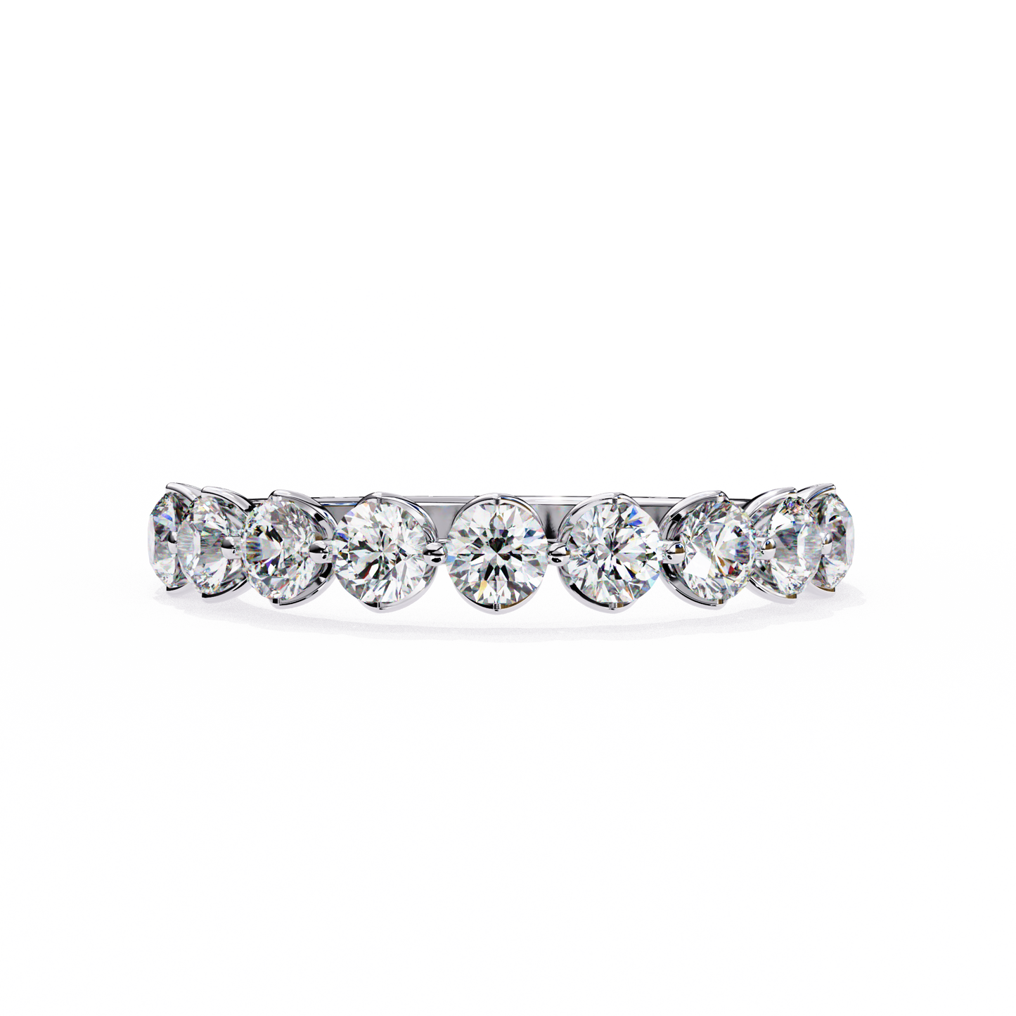 Petite Round Lab Diamond Eleven-Stone Band – Dainty Elegance Ring