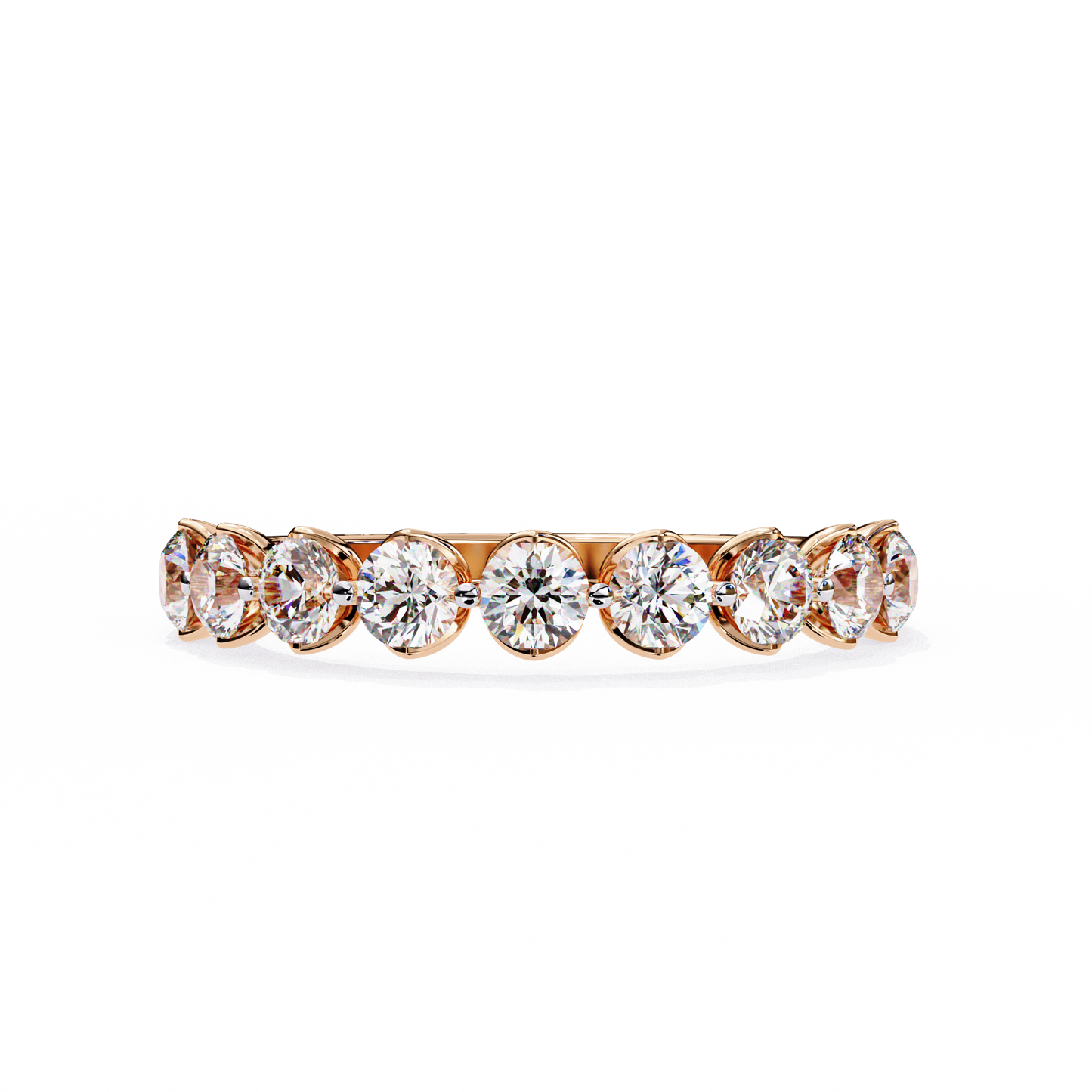 Petite Round Lab Diamond Eleven-Stone Band – Dainty Elegance Ring