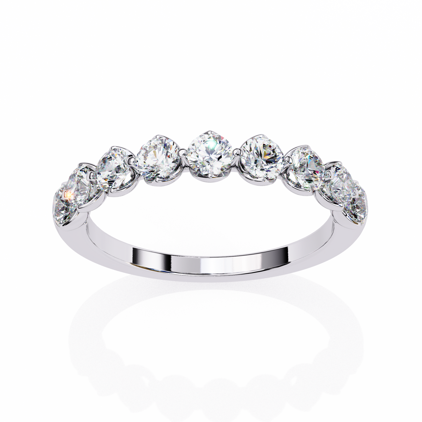 Petite Round Lab Diamond Eleven-Stone Band – Dainty Elegance Ring