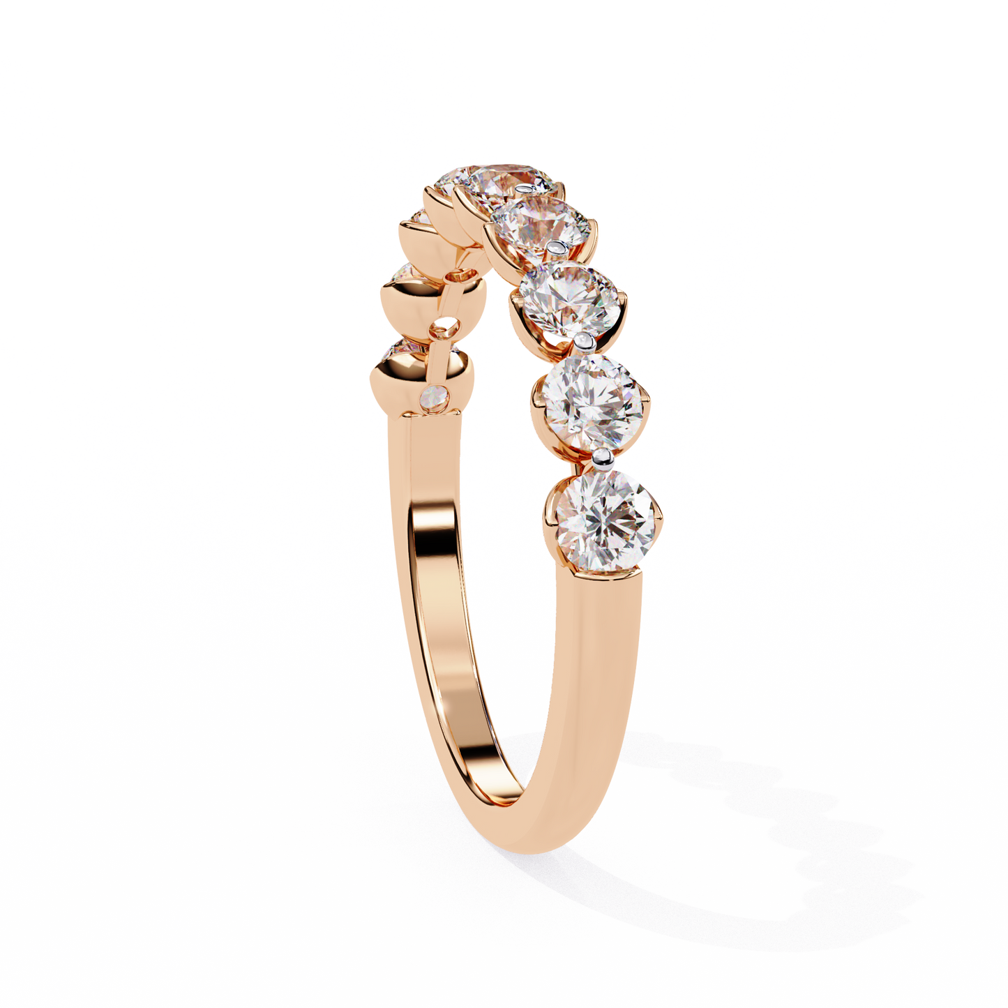 Petite Round Lab Diamond Eleven-Stone Band – Dainty Elegance Ring