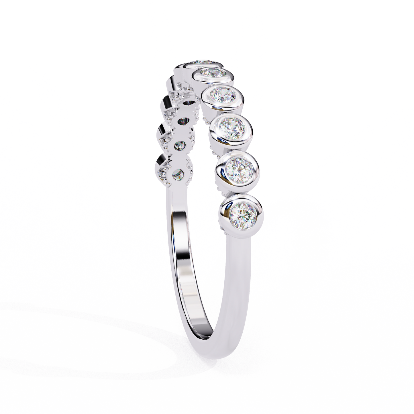 Bold Round Lab Diamond Band – 9 Stone Statement Ring – 10K 14K 18K Solid Gold