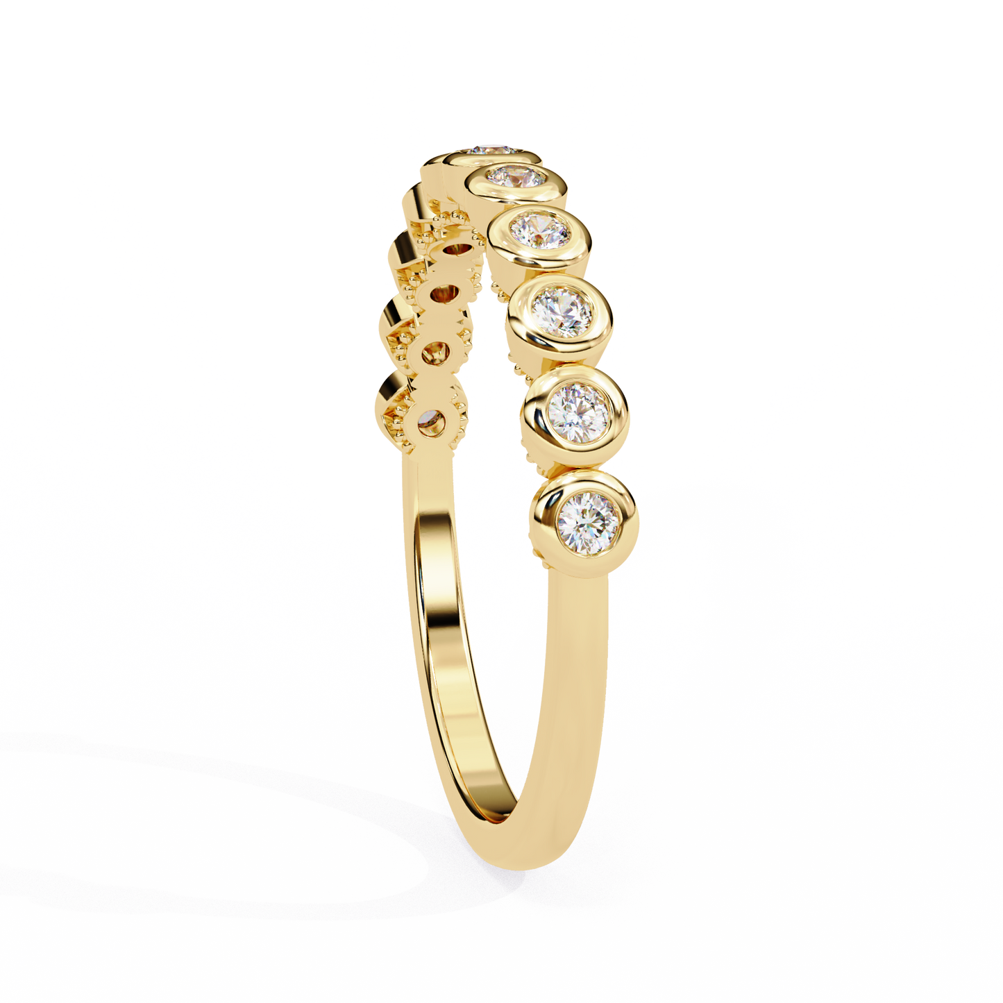 Bold Round Lab Diamond Band – 9 Stone Statement Ring – 10K 14K 18K Solid Gold