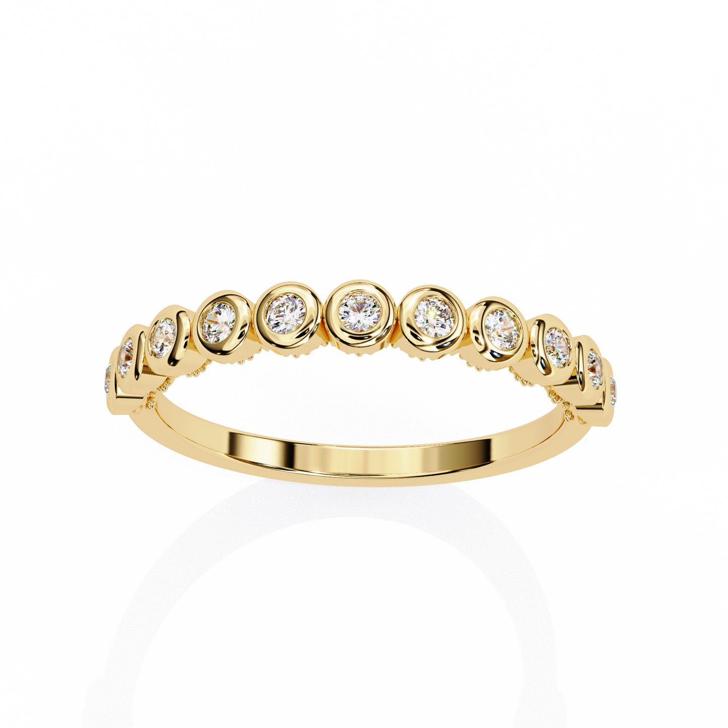 Bold Round Lab Diamond Band – 9 Stone Statement Ring – 10K 14K 18K Solid Gold