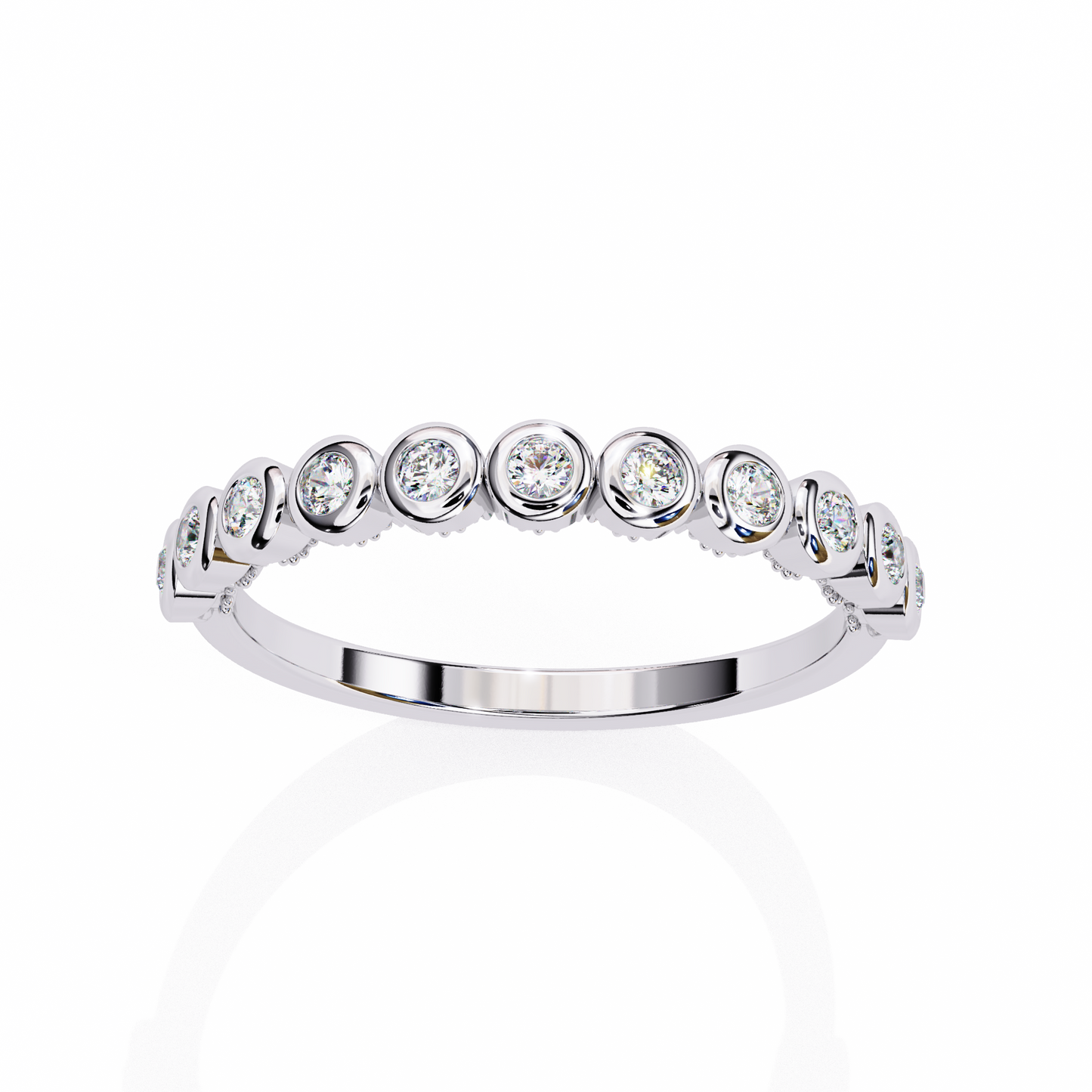 Bold Round Lab Diamond Band – 9 Stone Statement Ring – 10K 14K 18K Solid Gold