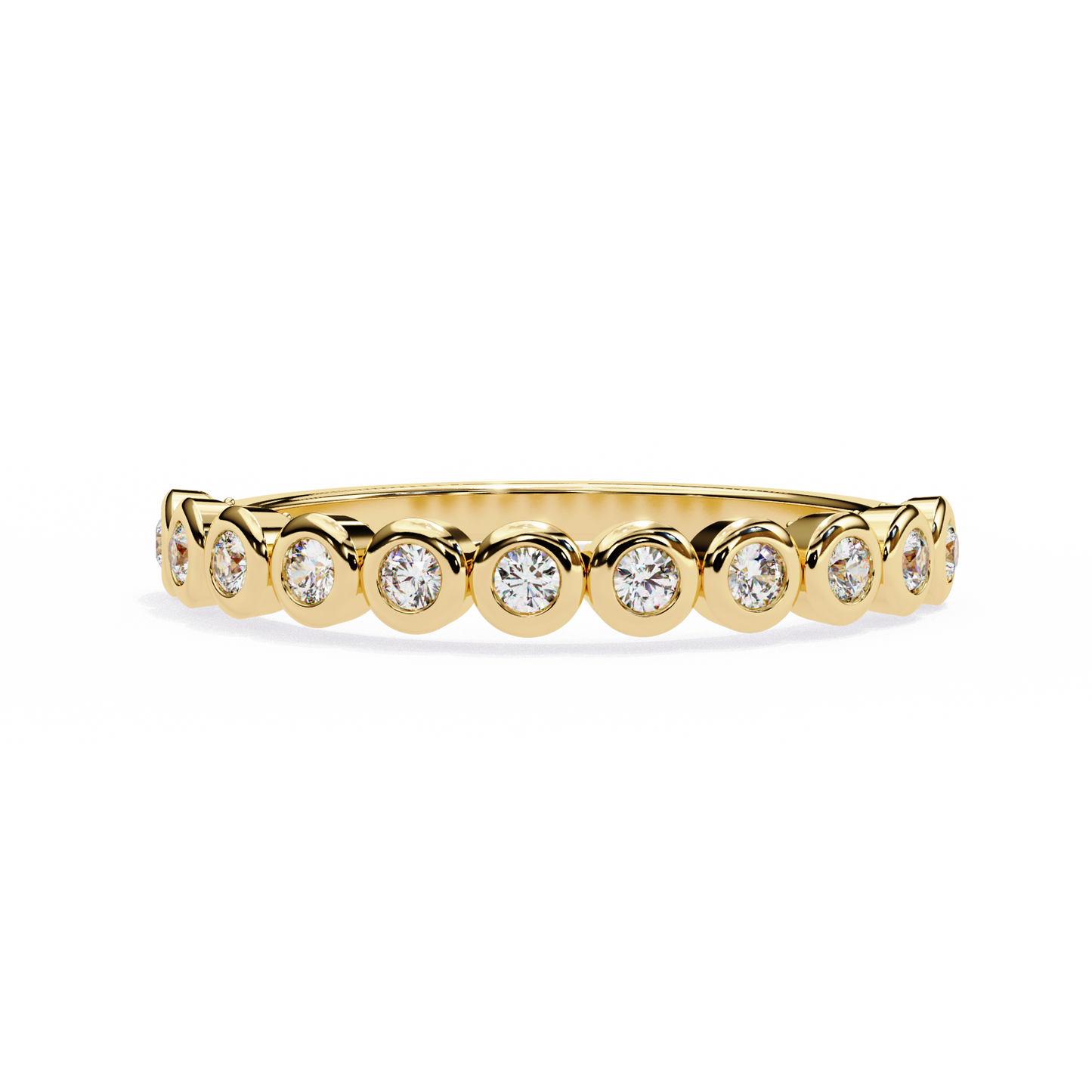 Bold Round Lab Diamond Band – 9 Stone Statement Ring – 10K 14K 18K Solid Gold