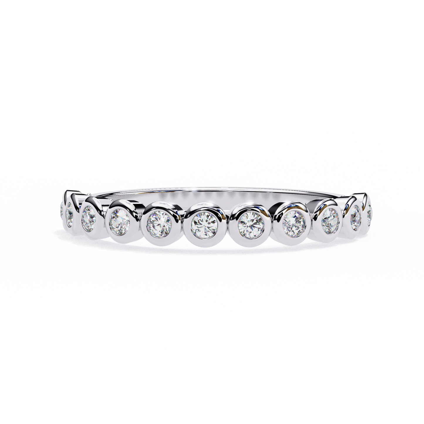 Bold Round Lab Diamond Band – 9 Stone Statement Ring – 10K 14K 18K Solid Gold