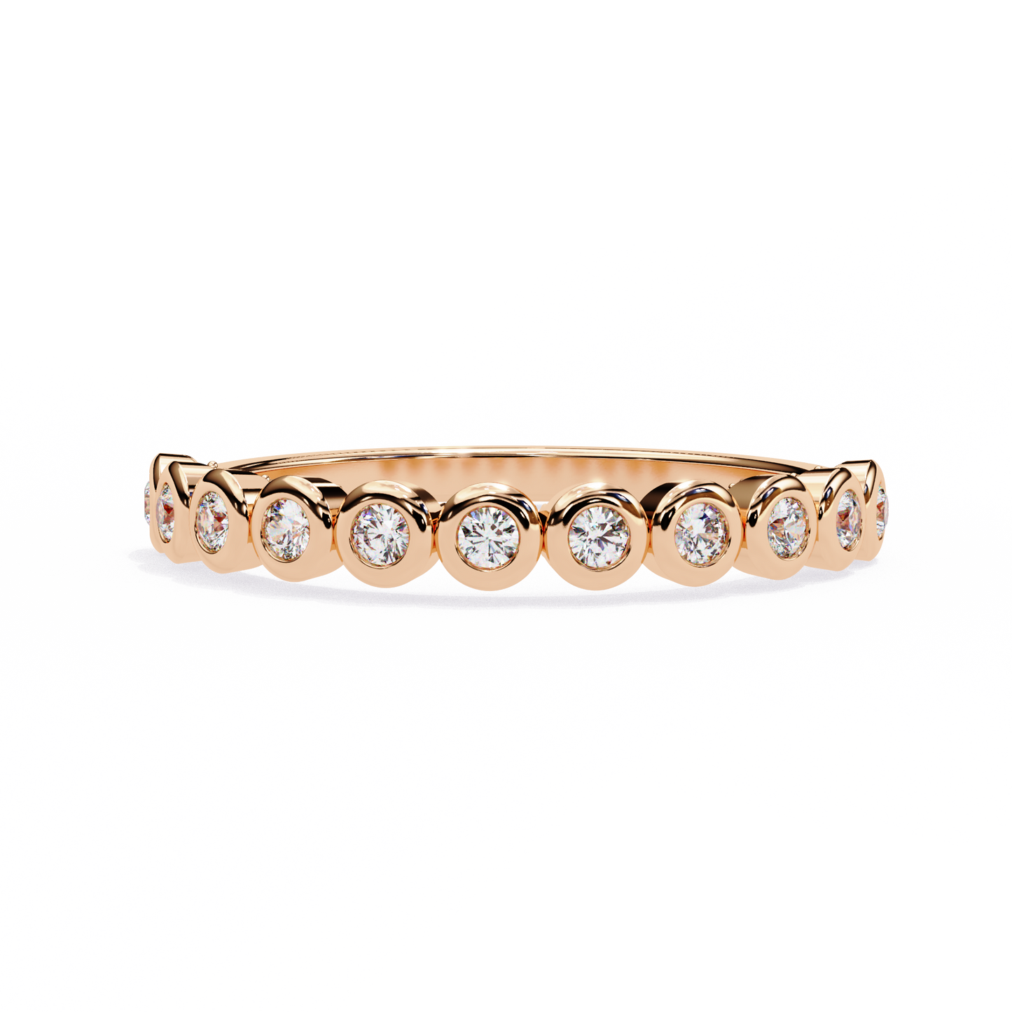 Bold Round Lab Diamond Band – 9 Stone Statement Ring – 10K 14K 18K Solid Gold