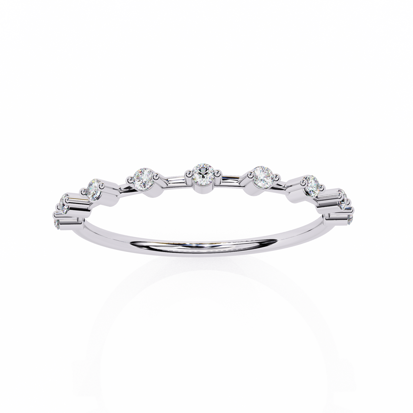 Dainty Round Lab Diamond Nine-Stone Band – Subtle Sparkle Ring