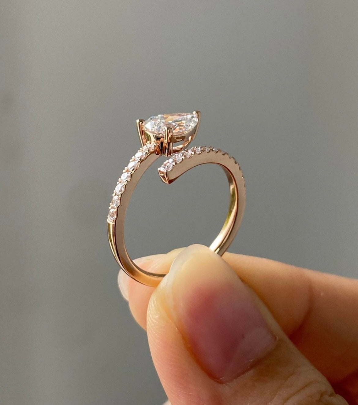 Pear Cut Open Band Diamond Ring