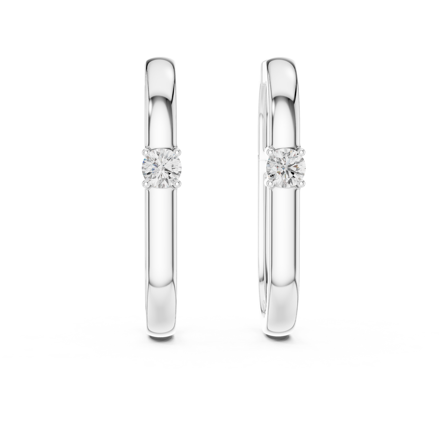 Round Lab Grown Diamond Oval Hoop Earrings | Geometric Solitaire Hoops | 10K, 14K, and 18K Gold