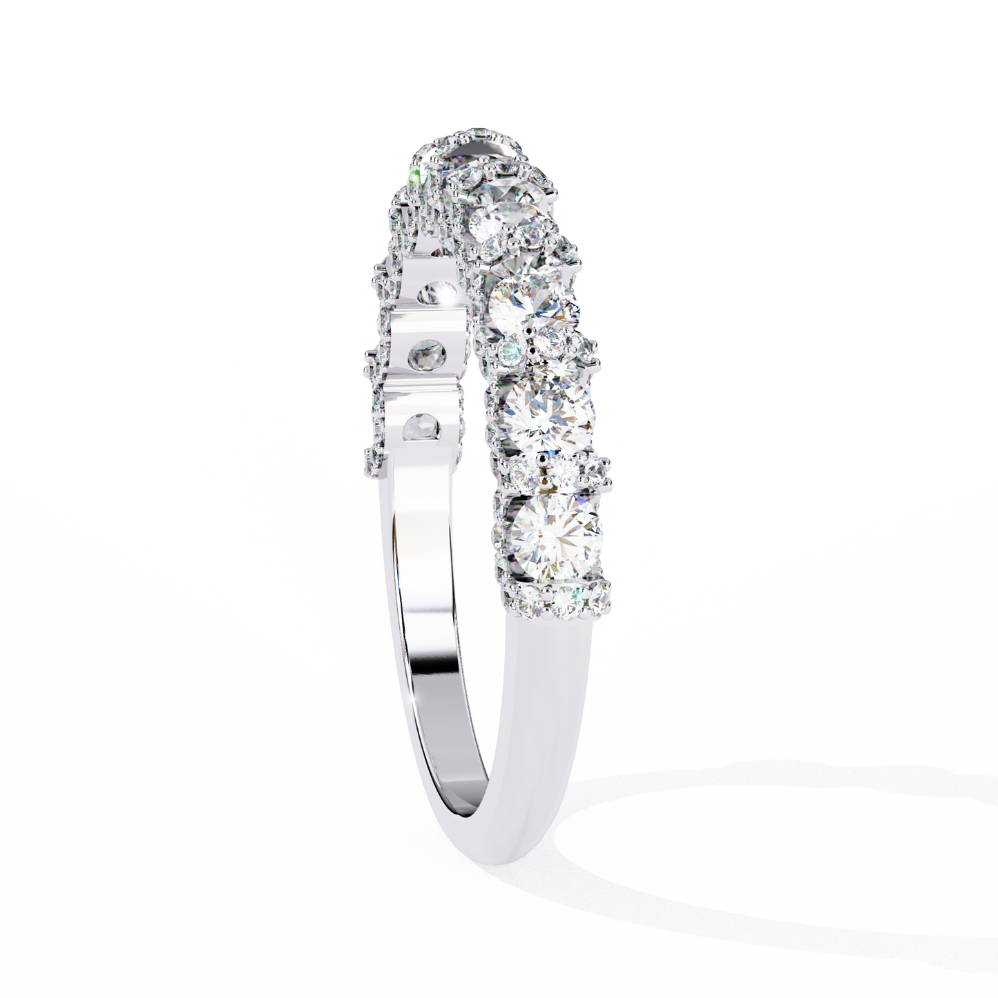 Triple Round Lab Diamond Cluster Band – Multi-Size Sparkle Ring – 10K 14K 18K Solid Gold
