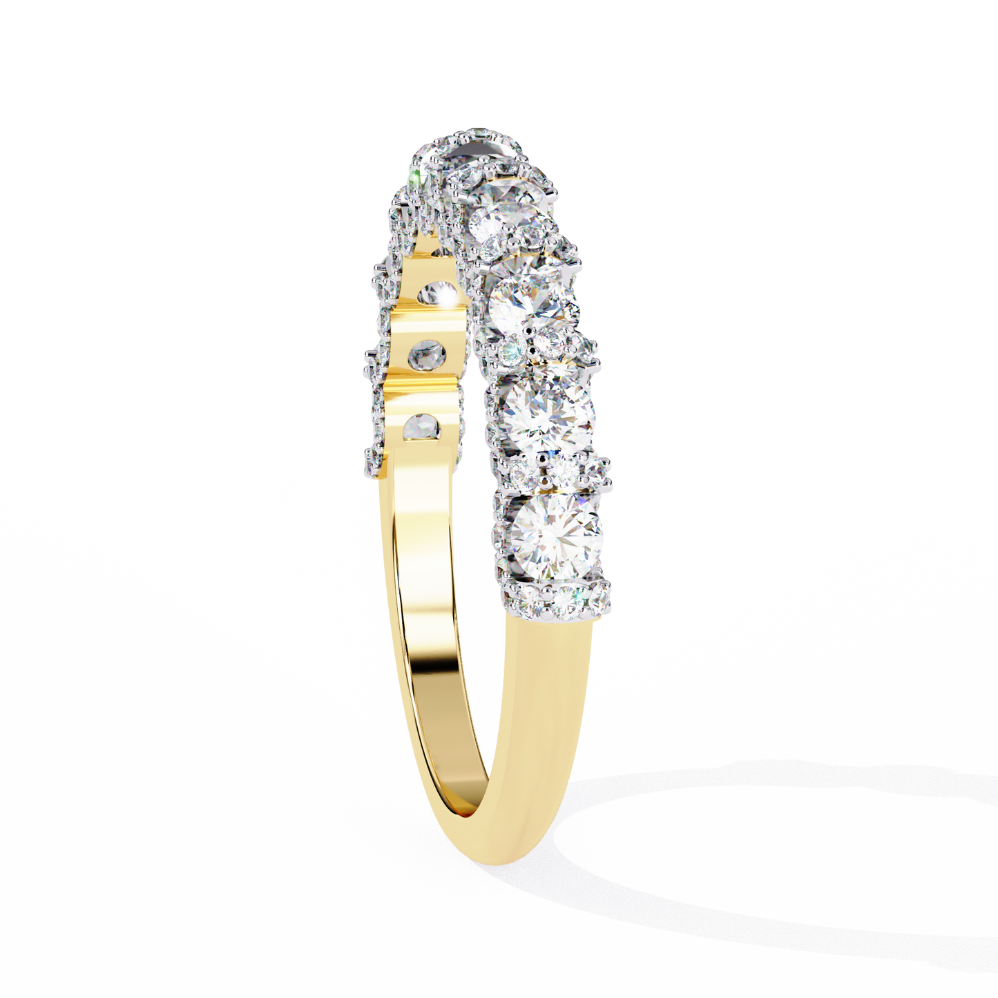 Triple Round Lab Diamond Cluster Band – Multi-Size Sparkle Ring – 10K 14K 18K Solid Gold