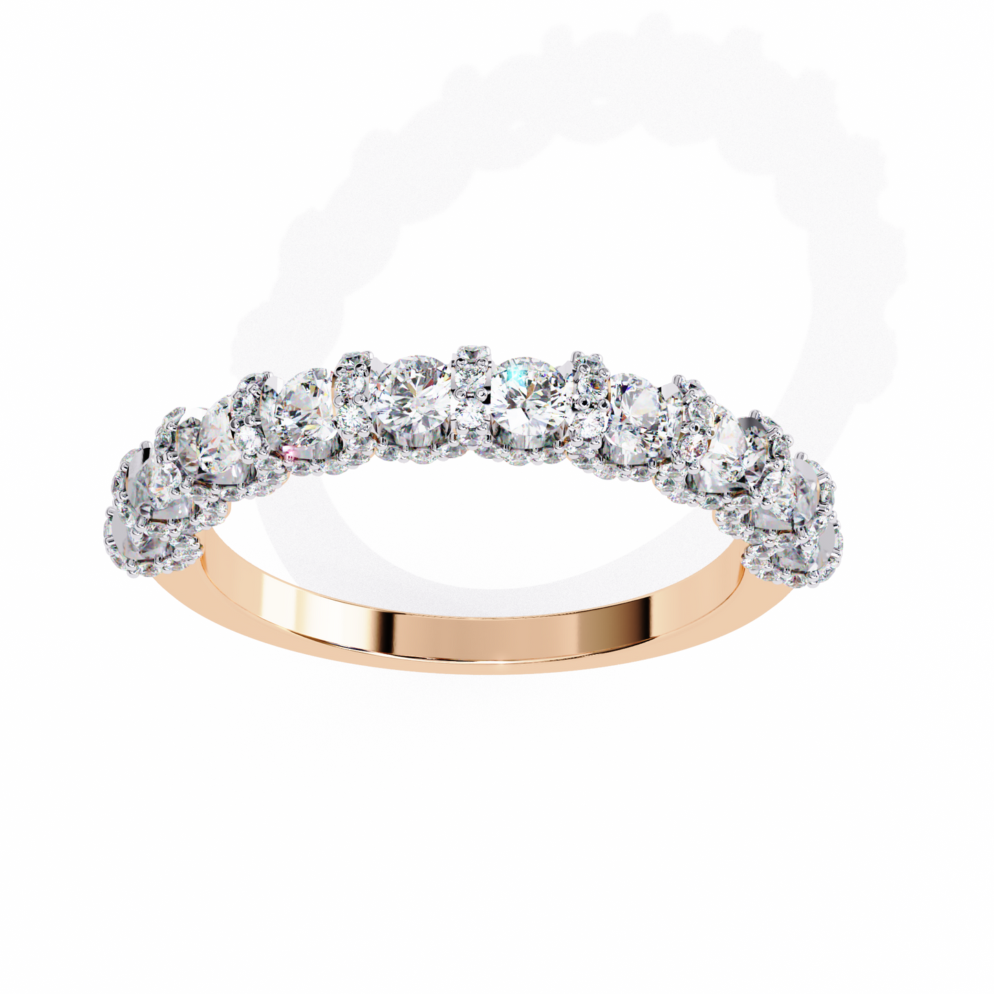 Triple Round Lab Diamond Cluster Band – Multi-Size Sparkle Ring – 10K 14K 18K Solid Gold