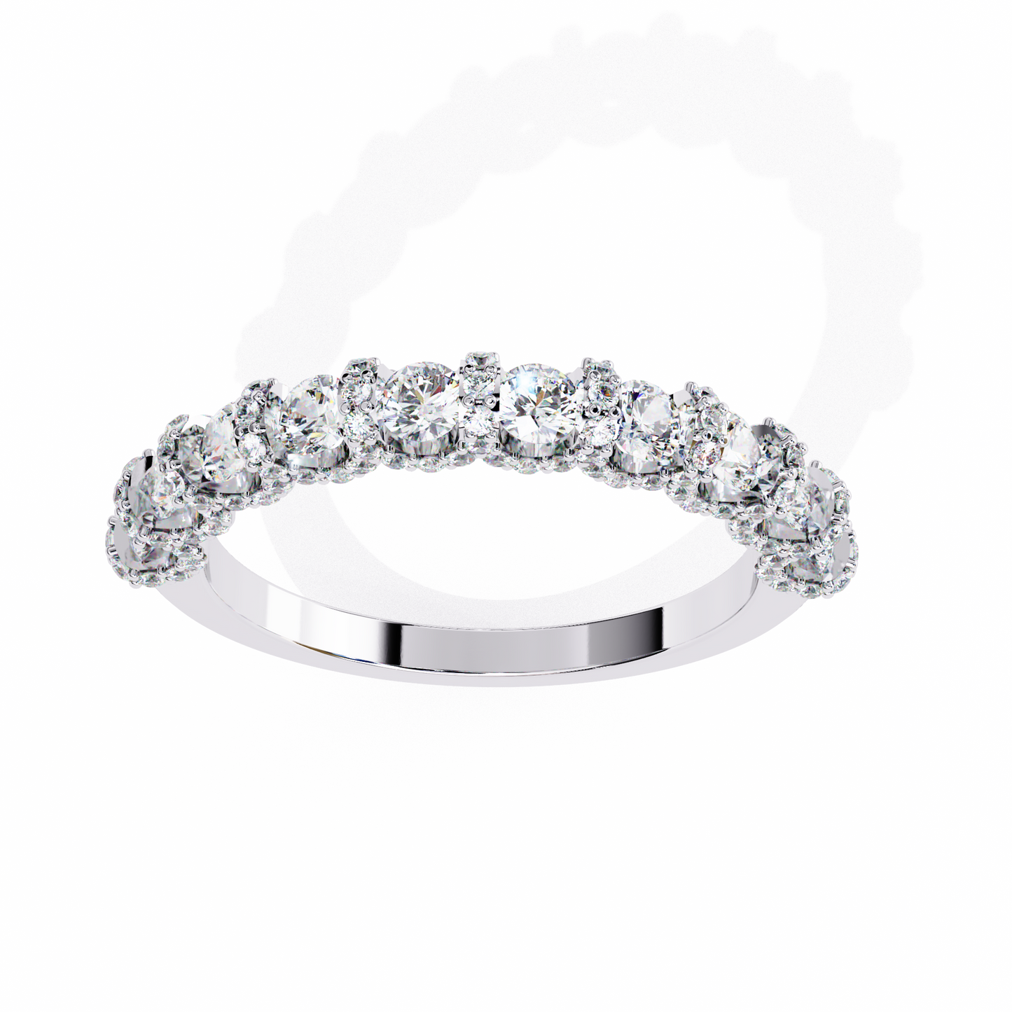 Triple Round Lab Diamond Cluster Band – Multi-Size Sparkle Ring – 10K 14K 18K Solid Gold