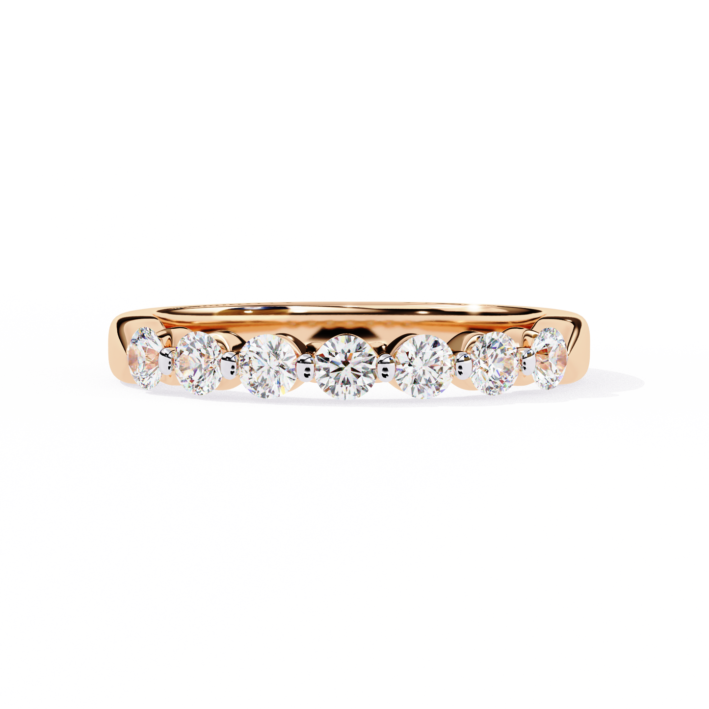 Classic Round Lab Diamond Seven-Stone Band – Elegant Anniversary Ring – Solid Gold