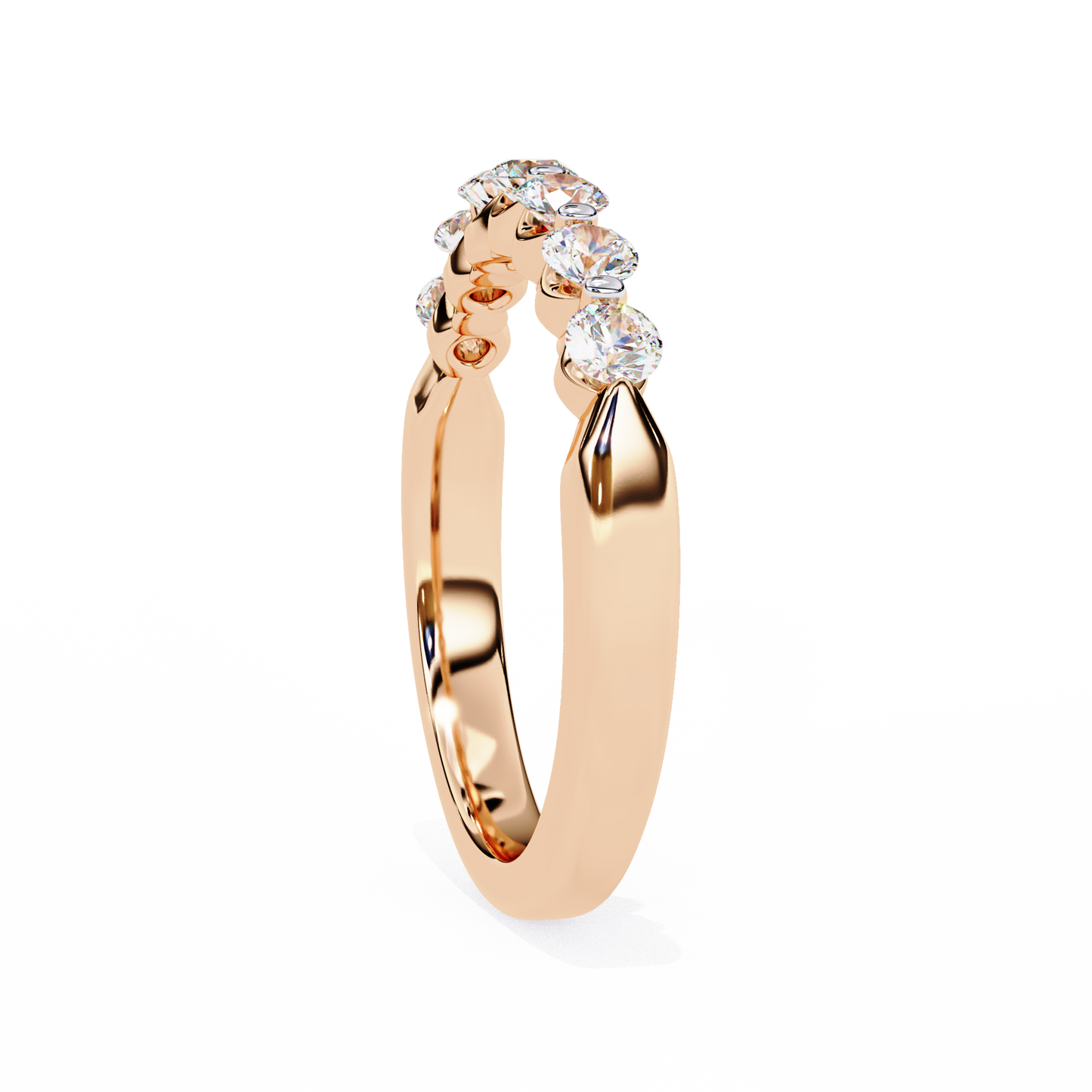 Classic Round Lab Diamond Seven-Stone Band – Elegant Anniversary Ring – Solid Gold