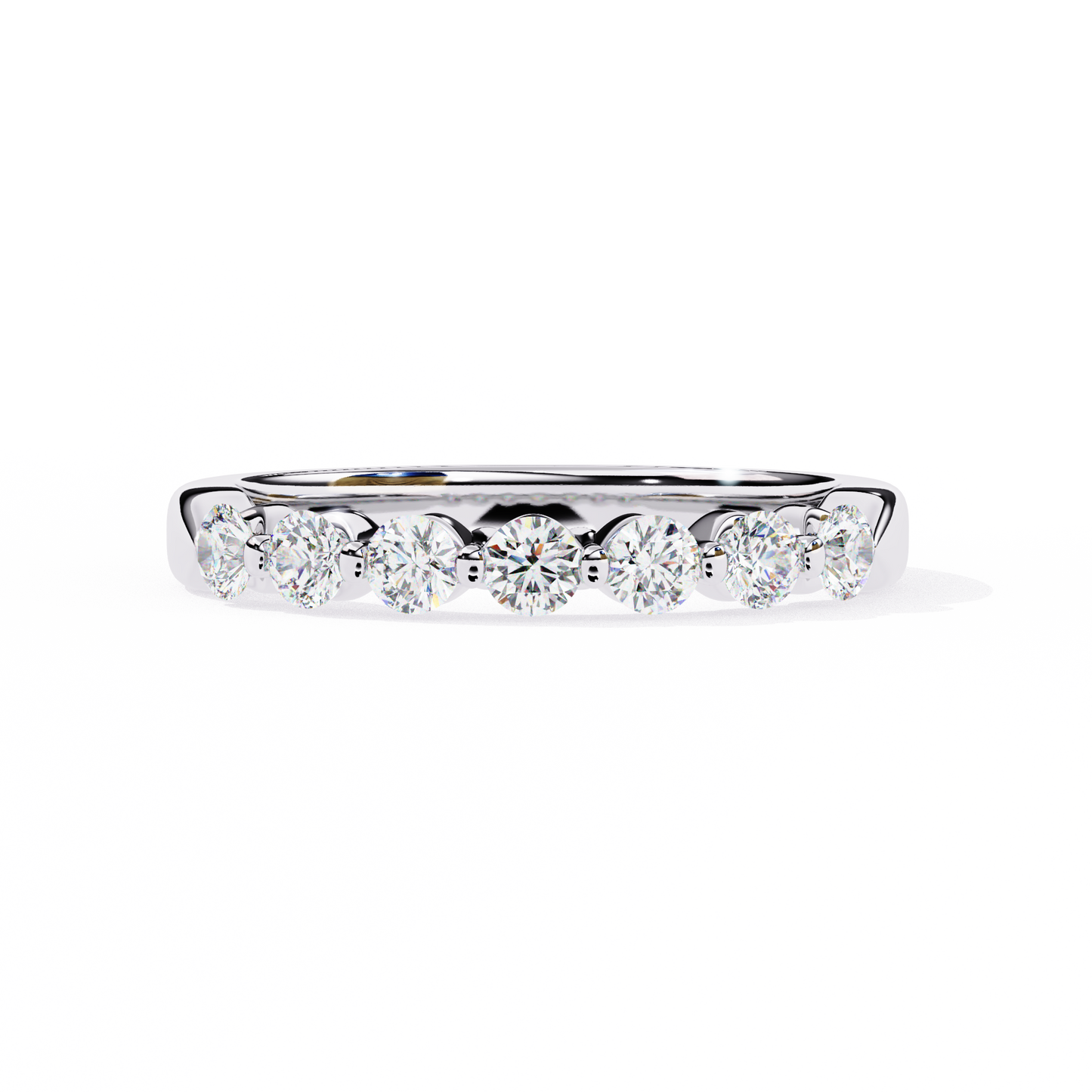Classic Round Lab Diamond Seven-Stone Band – Elegant Anniversary Ring – Solid Gold