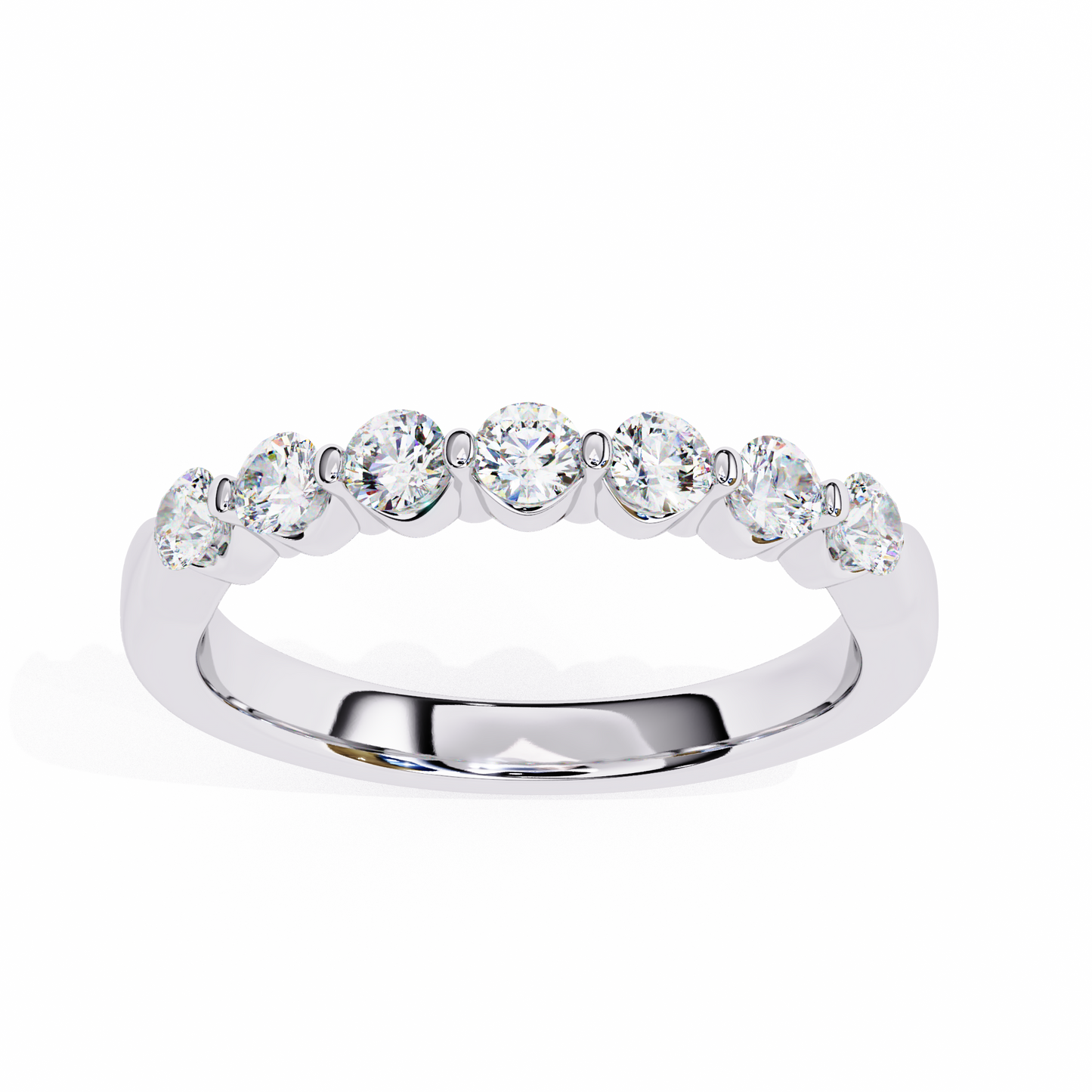 Classic Round Lab Diamond Seven-Stone Band – Elegant Anniversary Ring – Solid Gold