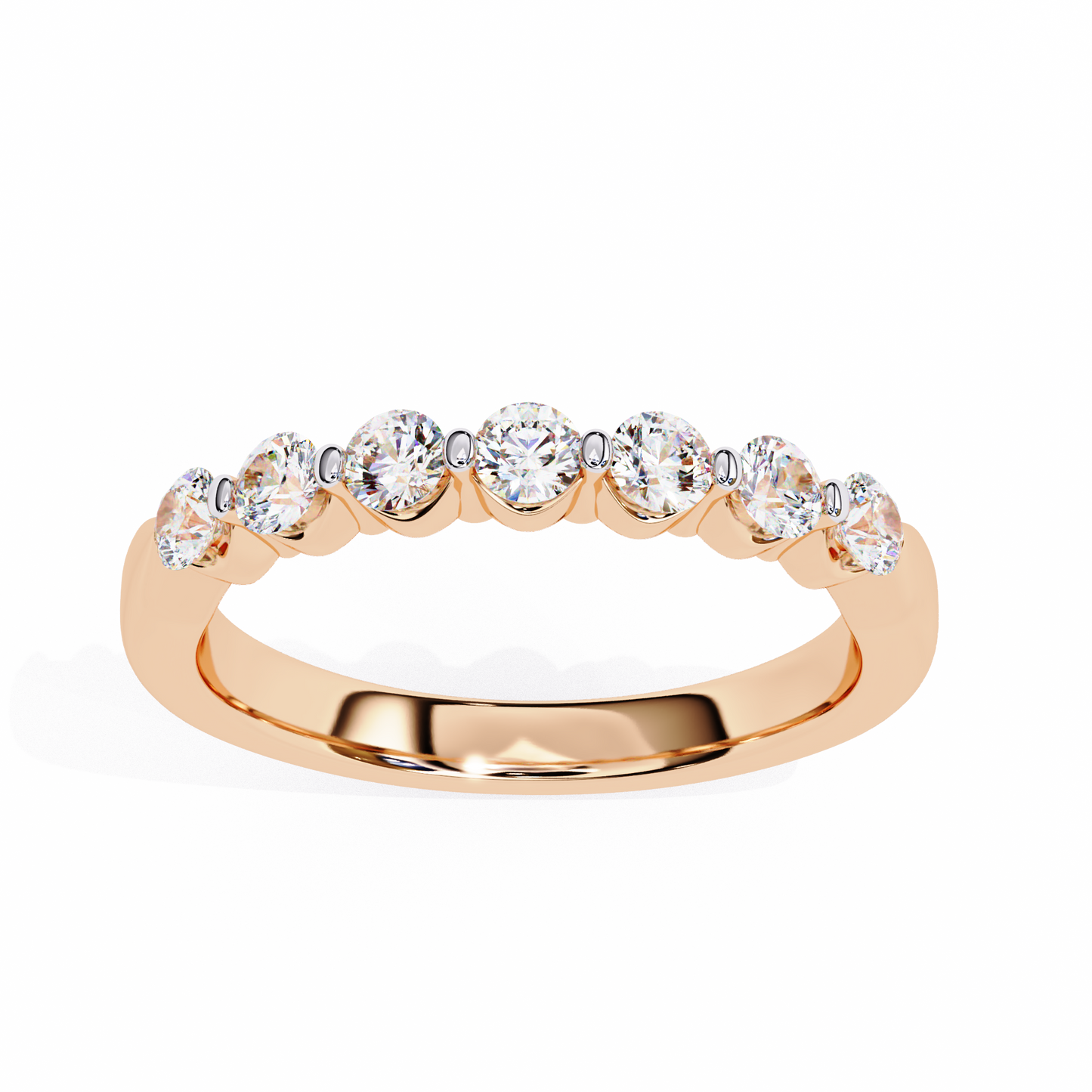 Classic Round Lab Diamond Seven-Stone Band – Elegant Anniversary Ring – Solid Gold
