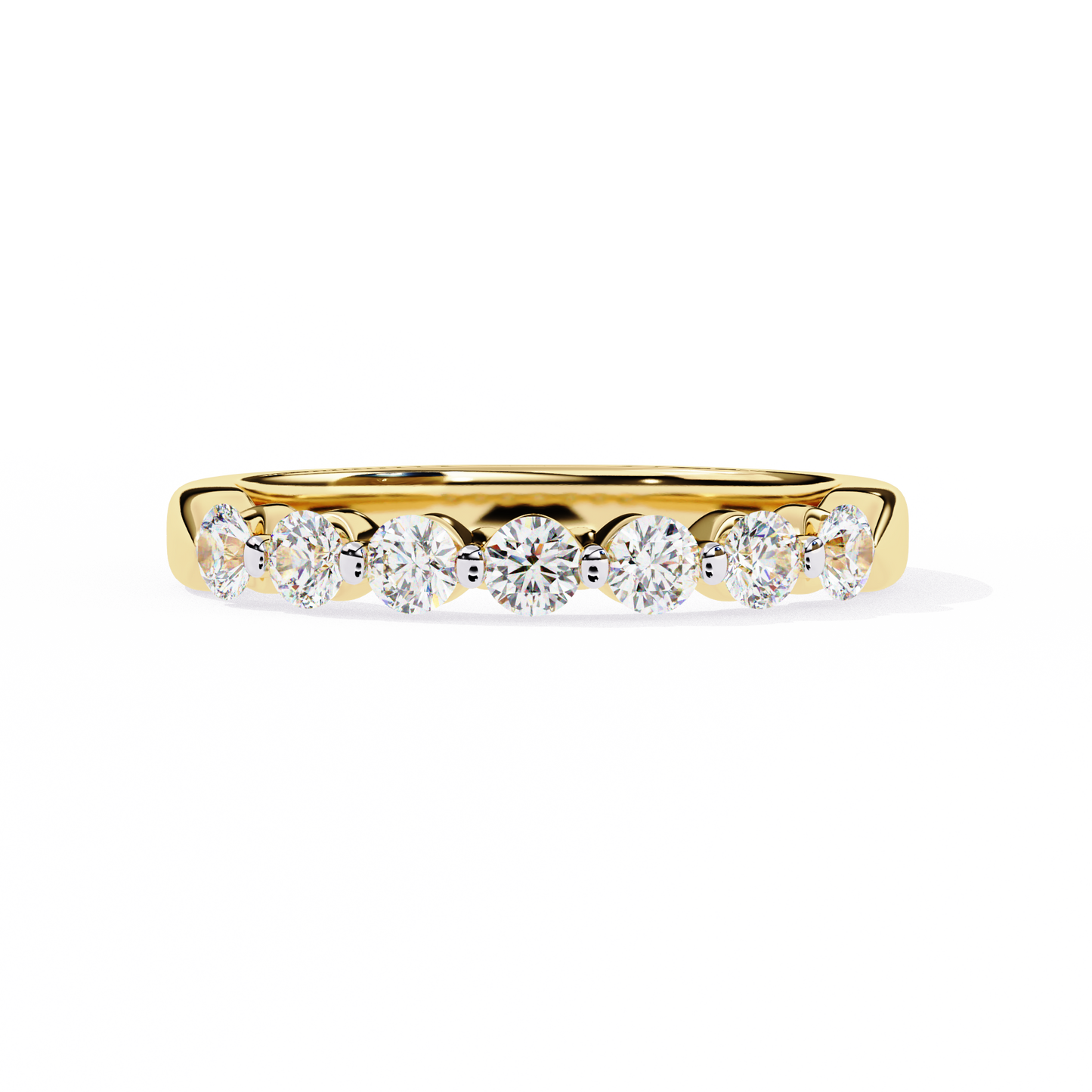 Classic Round Lab Diamond Seven-Stone Band – Elegant Anniversary Ring – Solid Gold