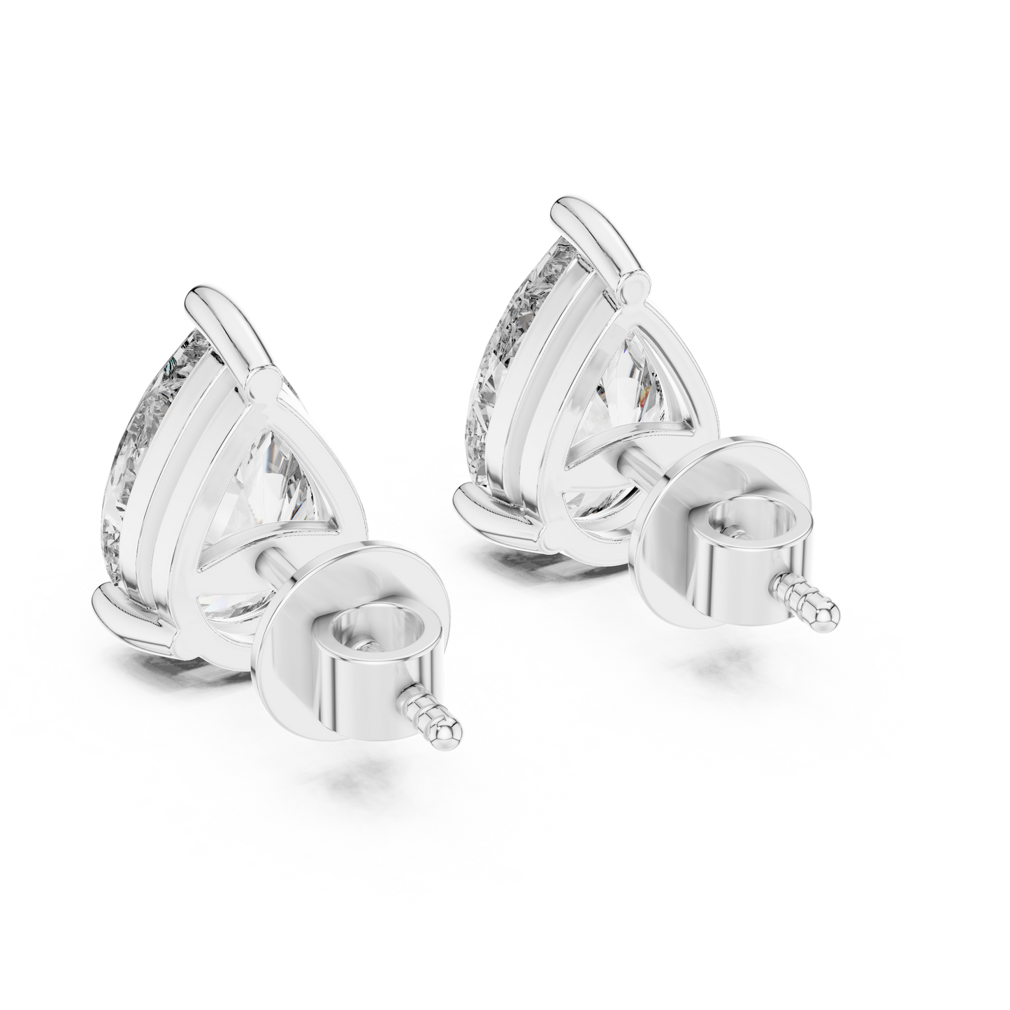 Pear Shape Lab Grown Diamond Stud Earrings | Elegant Three-Prong Setting | 10K, 14K, and 18K Gold