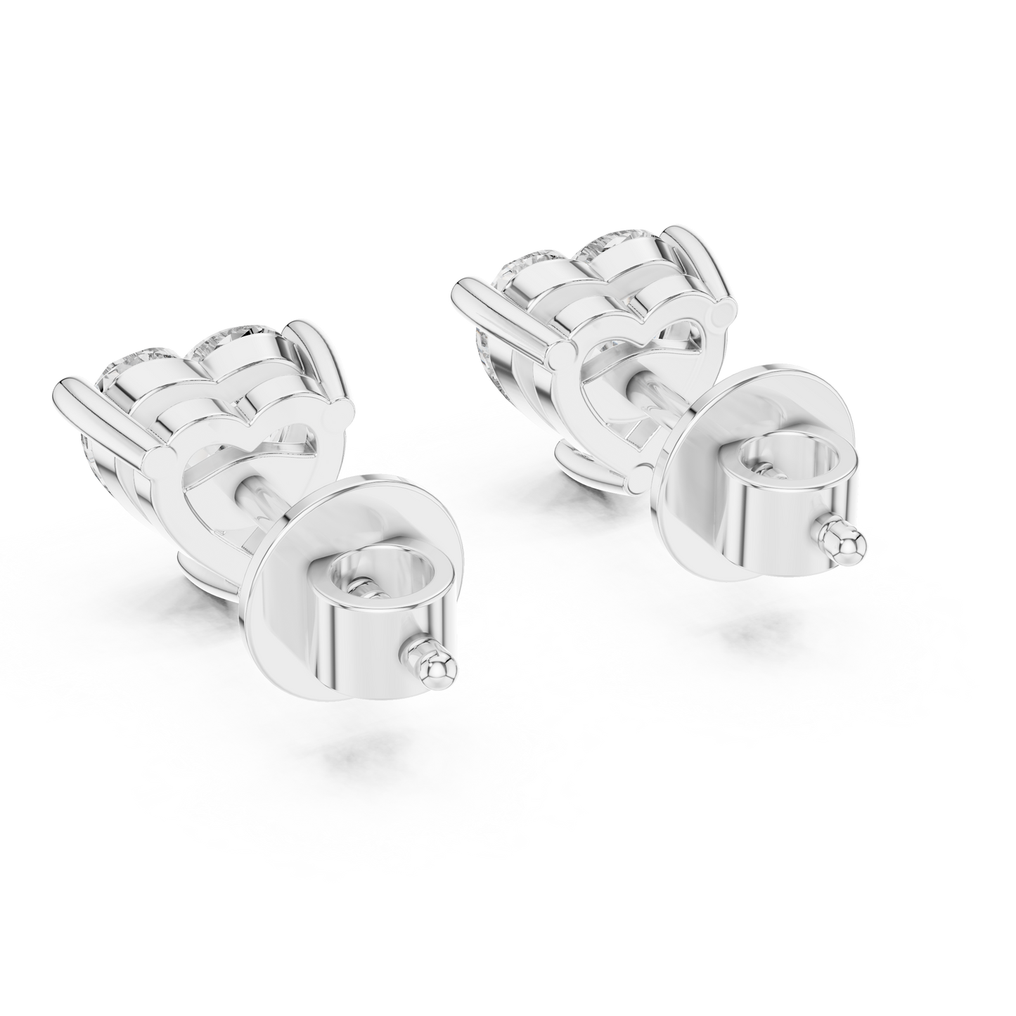 Heart Shape Lab Grown Diamond Stud Earrings | Classic Three-Prong Setting | 10K, 14K, and 18K Gold
