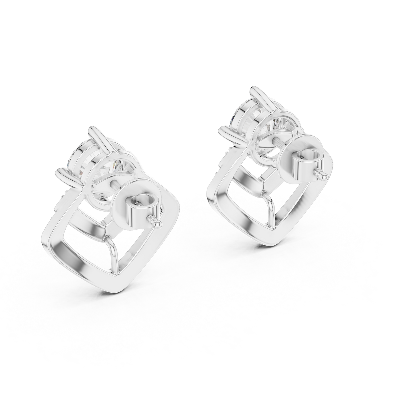 Round Lab Grown Diamond Geometric Chevron Earrings | V-Shape Halo Drops | 10K, 14K, and 18K Gold