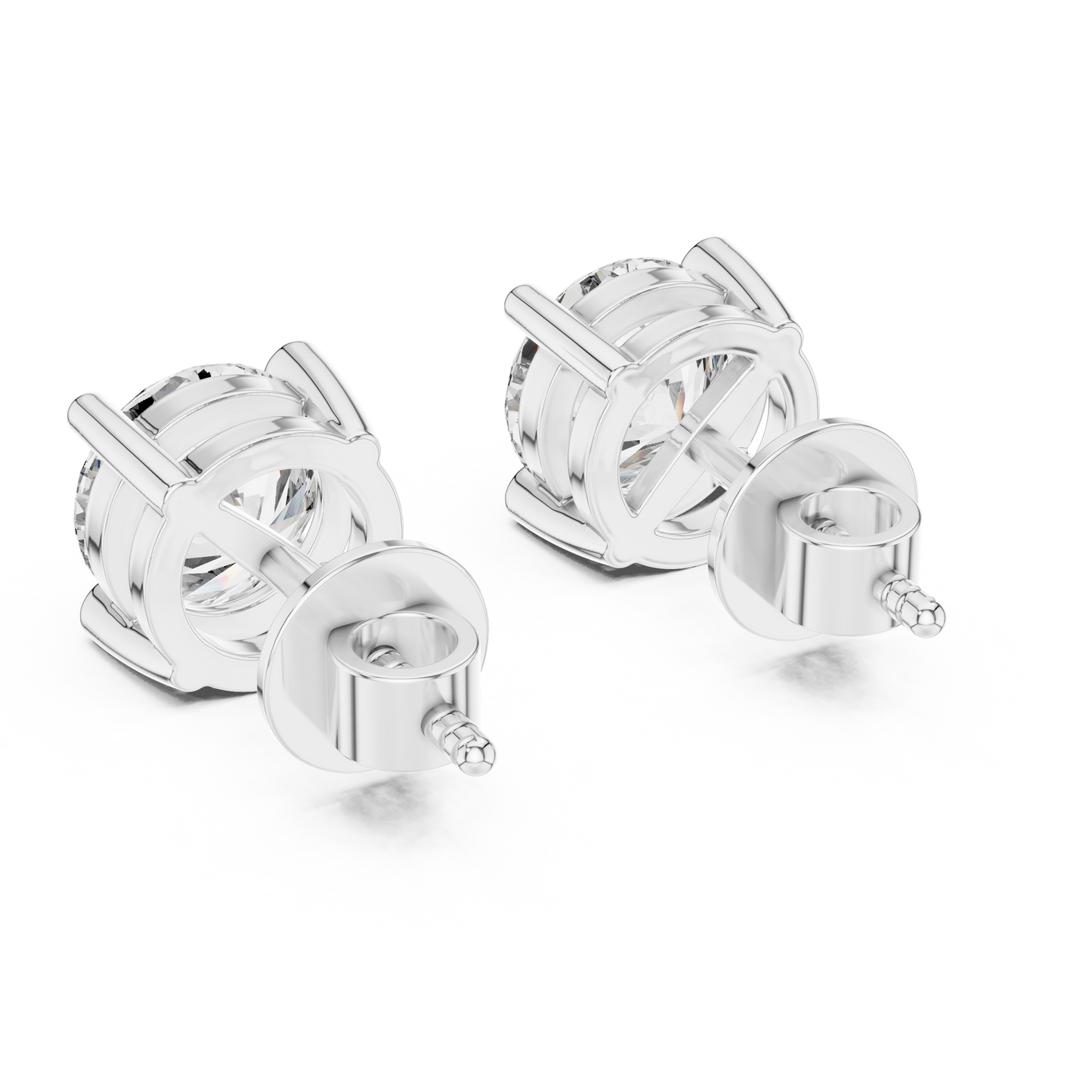 Round Lab Grown Diamond Stud Earrings | Elegant Four-Prong Crown Style | 10K, 14K, and 18K Gold