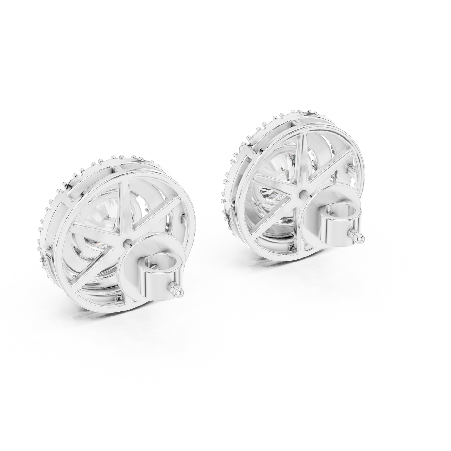 Round Lab Grown Diamond Double Halo Stud Earrings | 10K, 14K, and 18K Gold | ER-0017