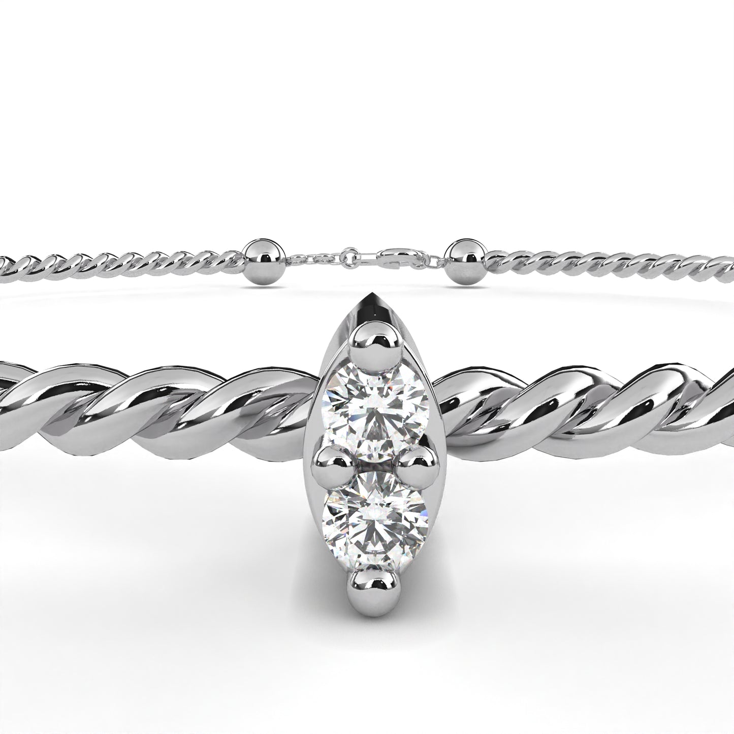 Petite Round Lab Diamond Duo Bracelet – Minimalist Charm