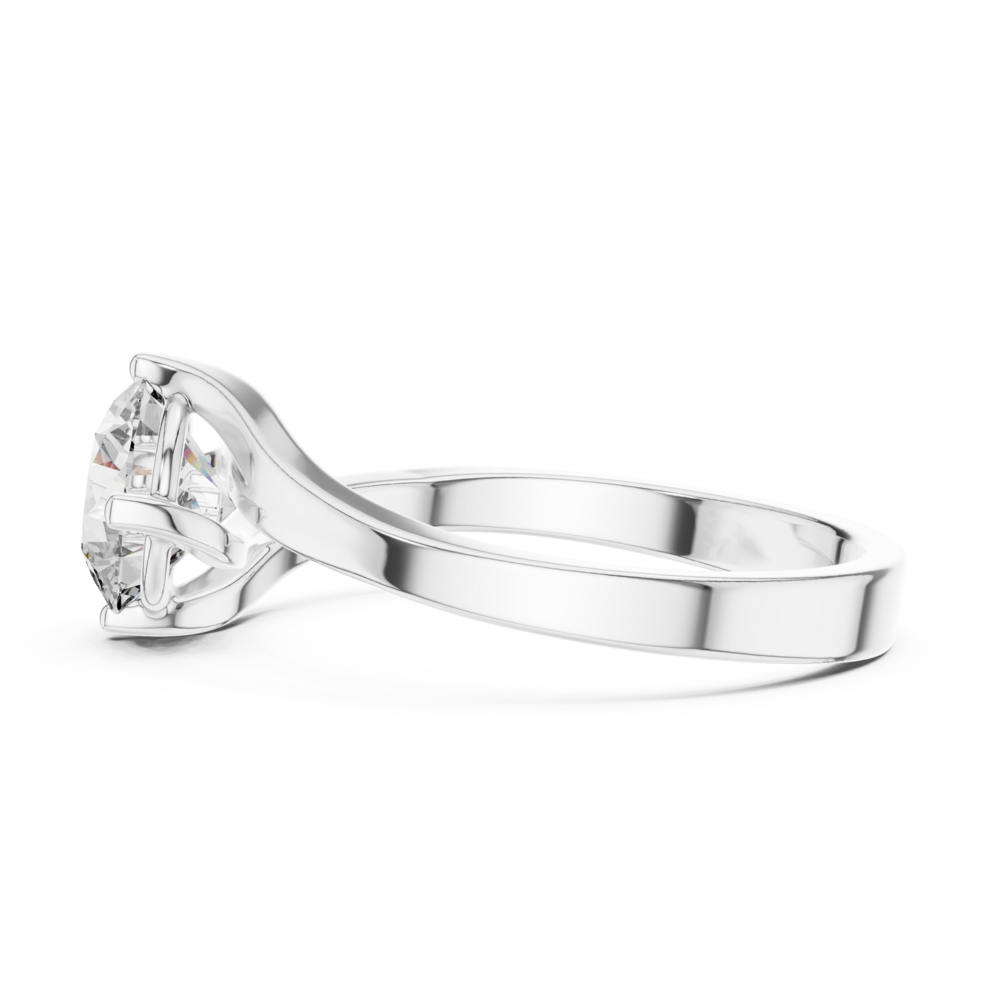 Round Lab Grown Diamond Solitaire Ring | Modern Bypass Tension Setting | Solid Gold
