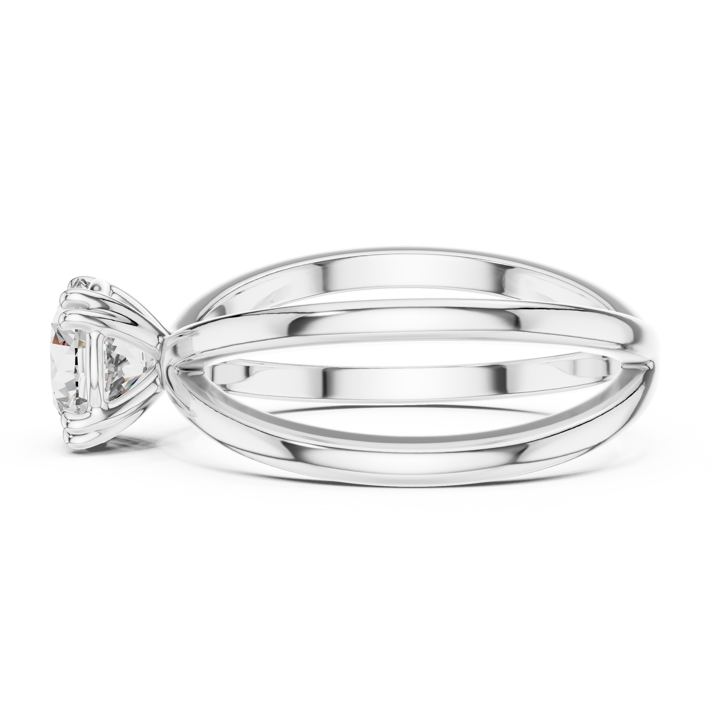 Round Lab Grown Diamond Solitaire Ring | Architectural Split-Shank Cathedral | Solid Gold