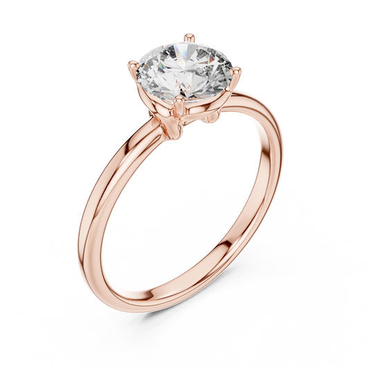 Round Lab Grown Diamond Solitaire Ring | Classic Elevated 4-Prong Setting | Solid Gold