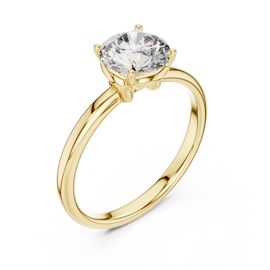 Round Lab Grown Diamond Solitaire Ring | Classic Elevated 4-Prong Setting | Solid Gold