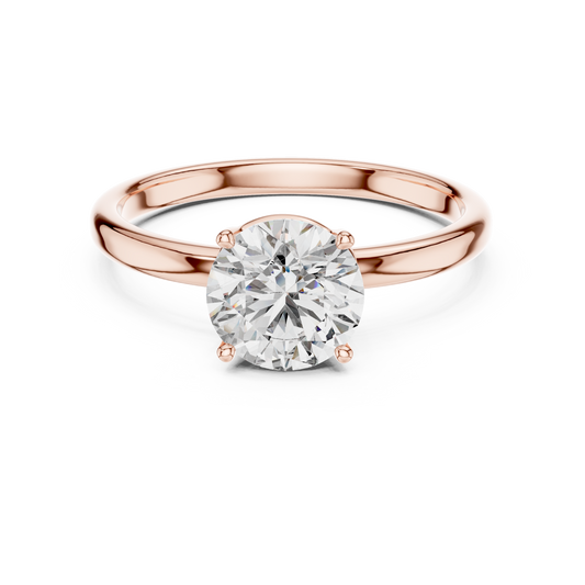 Round Lab Grown Diamond Solitaire Ring | Classic Elevated 4-Prong Setting | Solid Gold